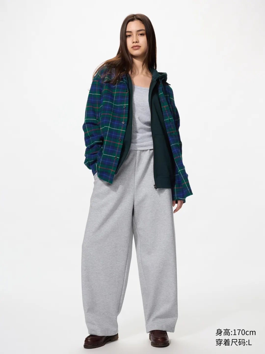 Фланелевая рубашка в клетку с длинными рукавами, Uniqlo
