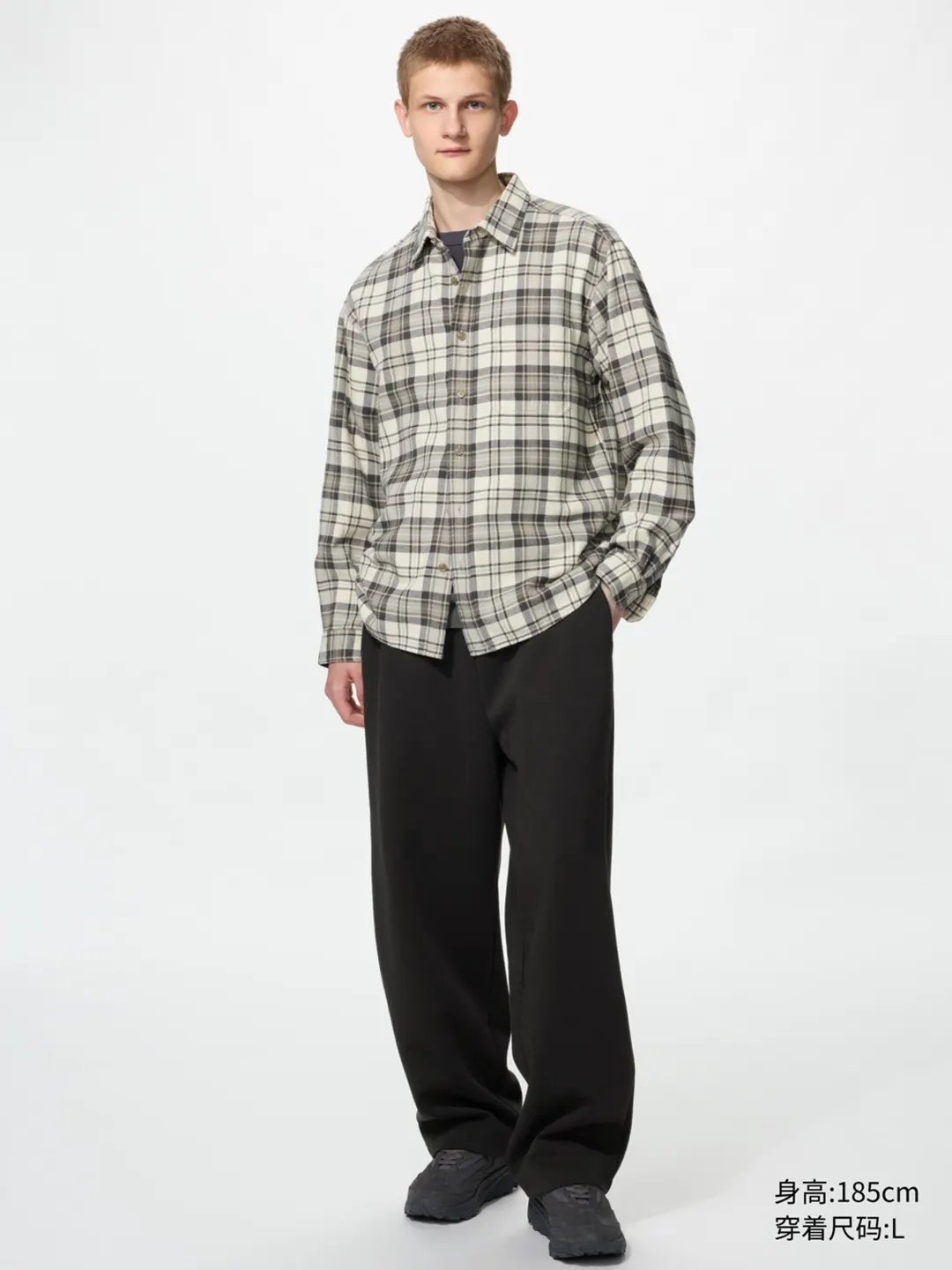 Фланелевая рубашка в клетку с длинными рукавами, Uniqlo