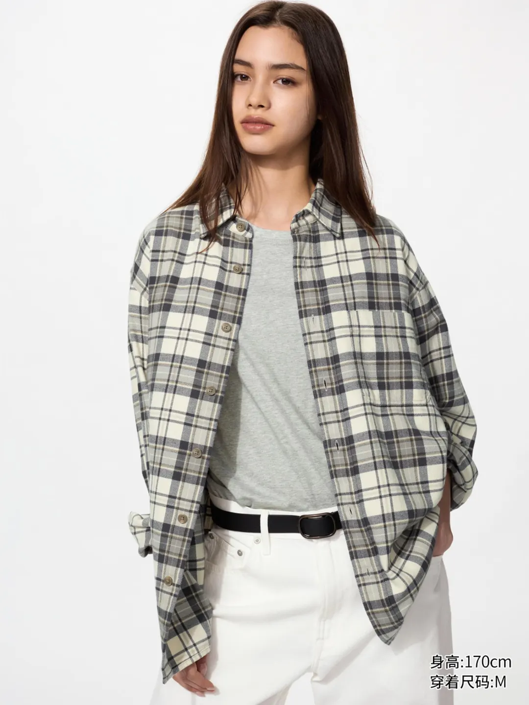 Фланелевая рубашка в клетку с длинными рукавами, Uniqlo