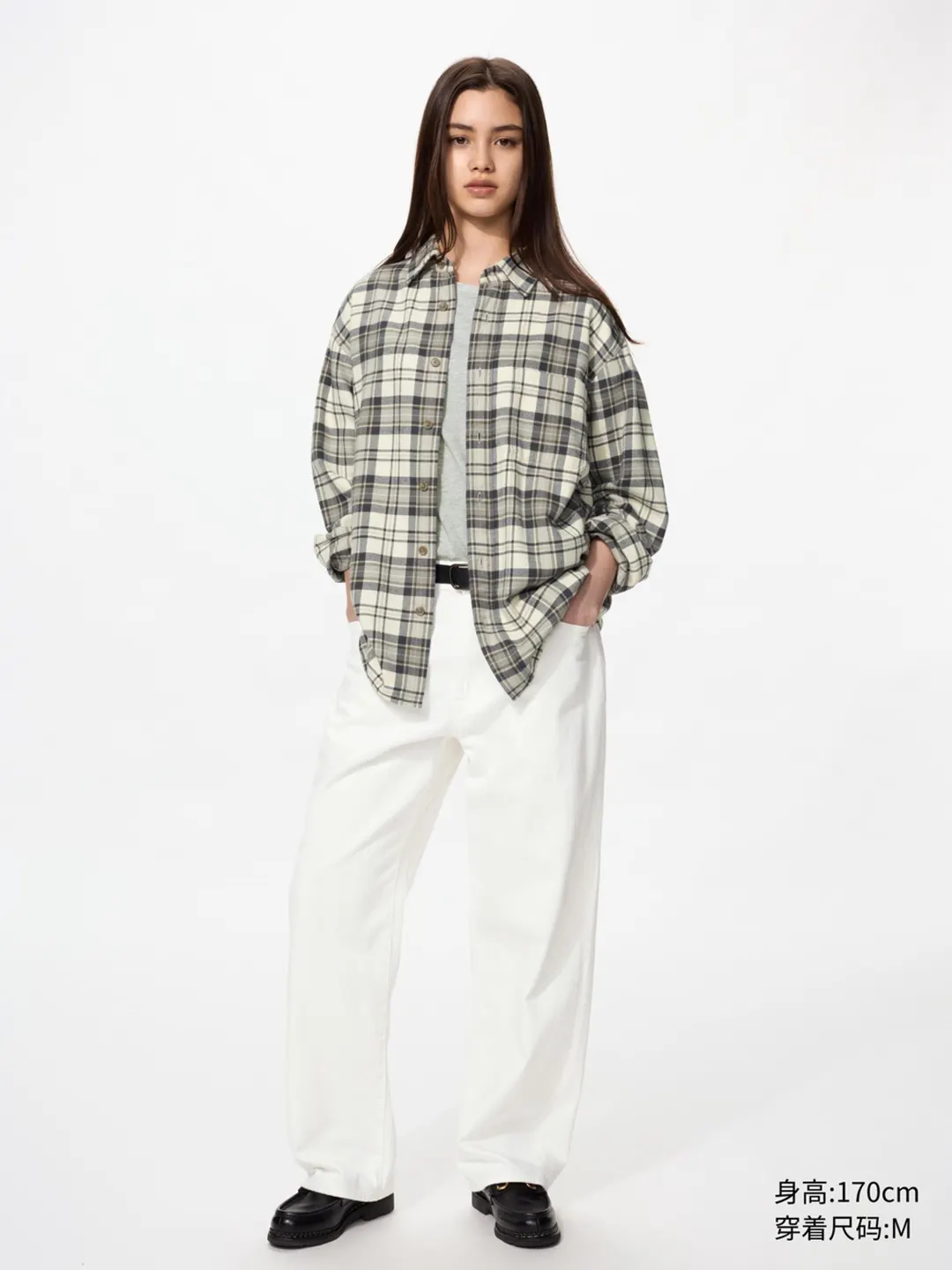 Фланелевая рубашка в клетку с длинными рукавами, Uniqlo