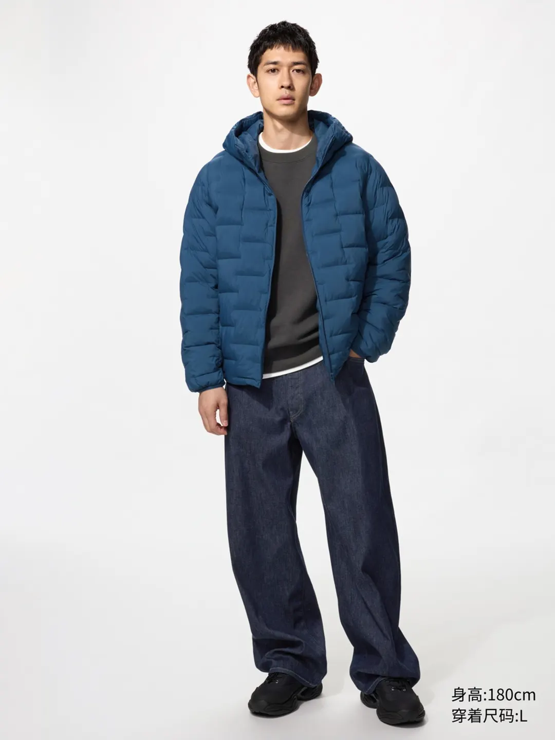 Джинсы EZY свободного кроя с эффектом стирки, Uniqlo