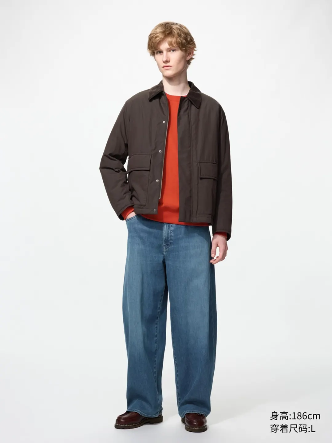 Джинсы EZY свободного кроя с эффектом стирки, Uniqlo