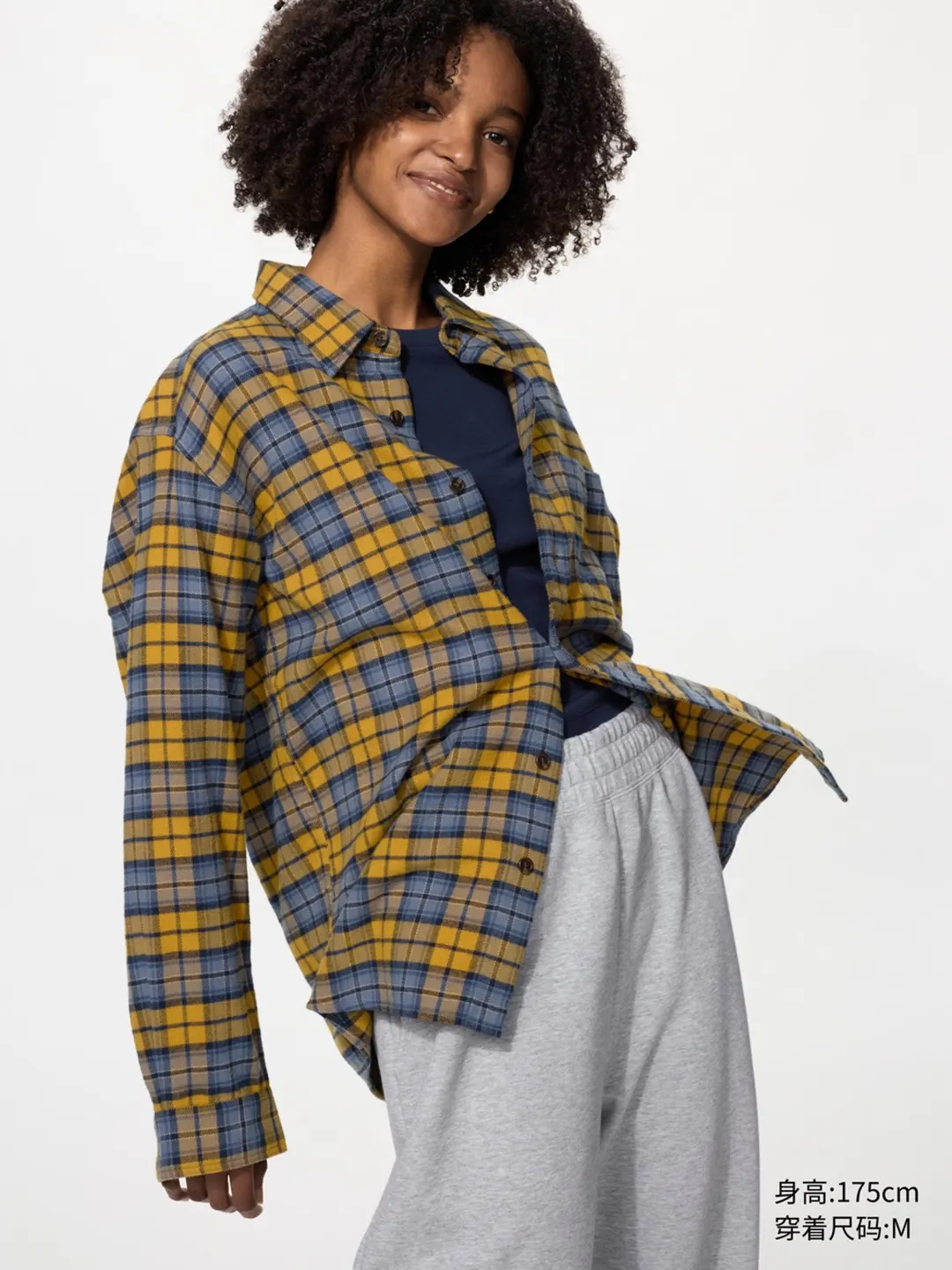 Фланелевая рубашка в клетку с длинными рукавами, Uniqlo