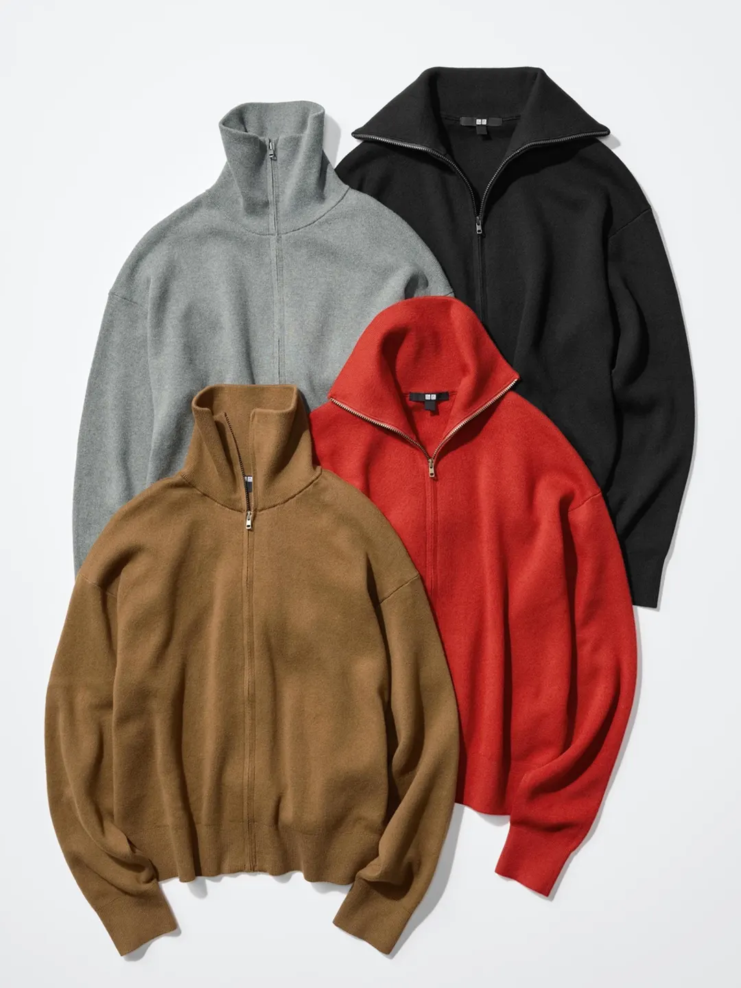 Кардиган на молнии из гладкого хлопка, Uniqlo