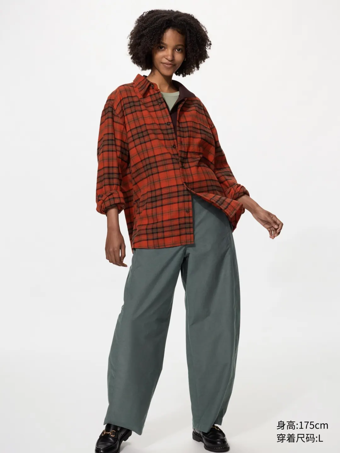Фланелевая рубашка в клетку с длинными рукавами, Uniqlo