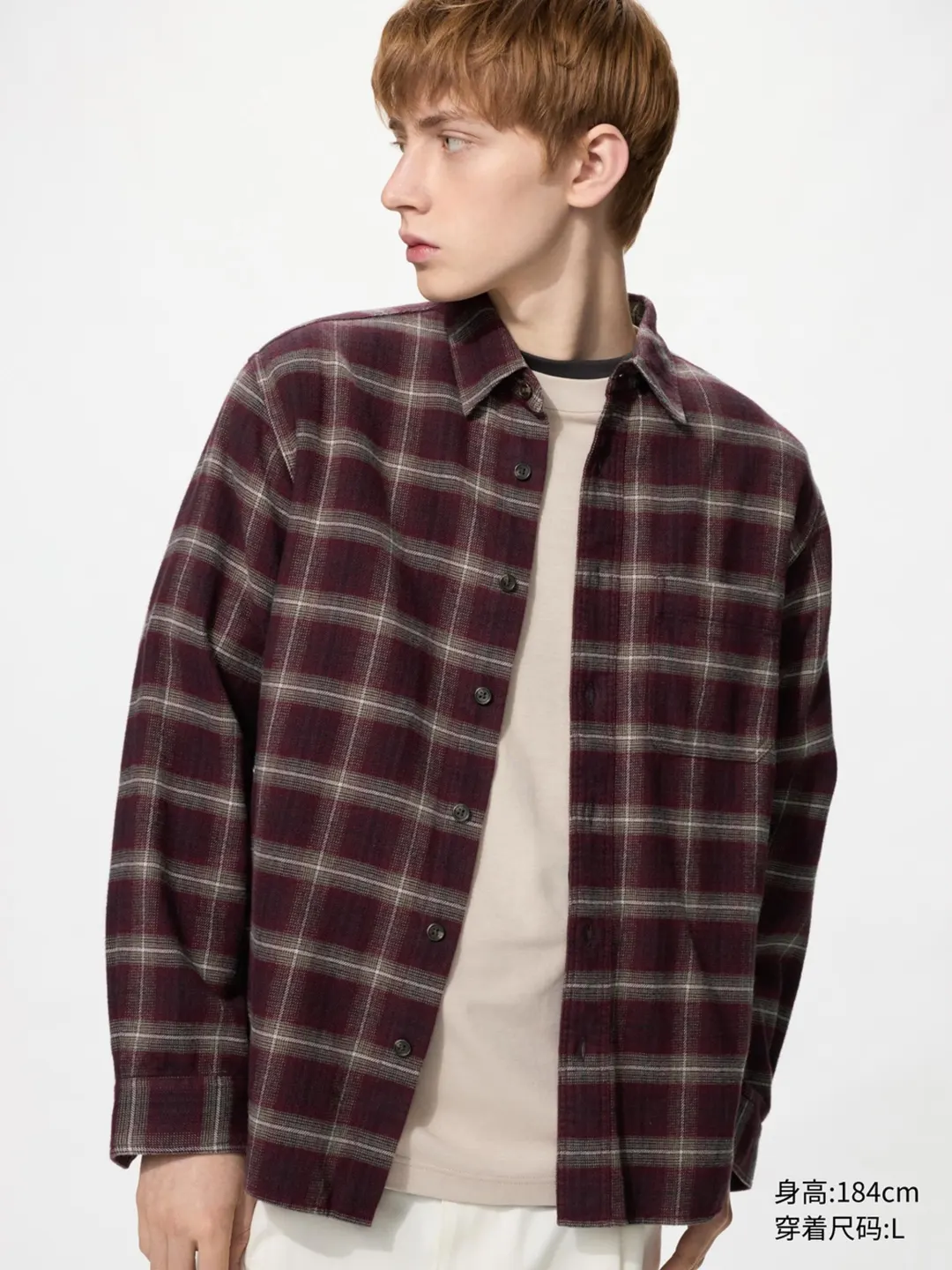 Фланелевая рубашка в клетку с длинными рукавами, Uniqlo