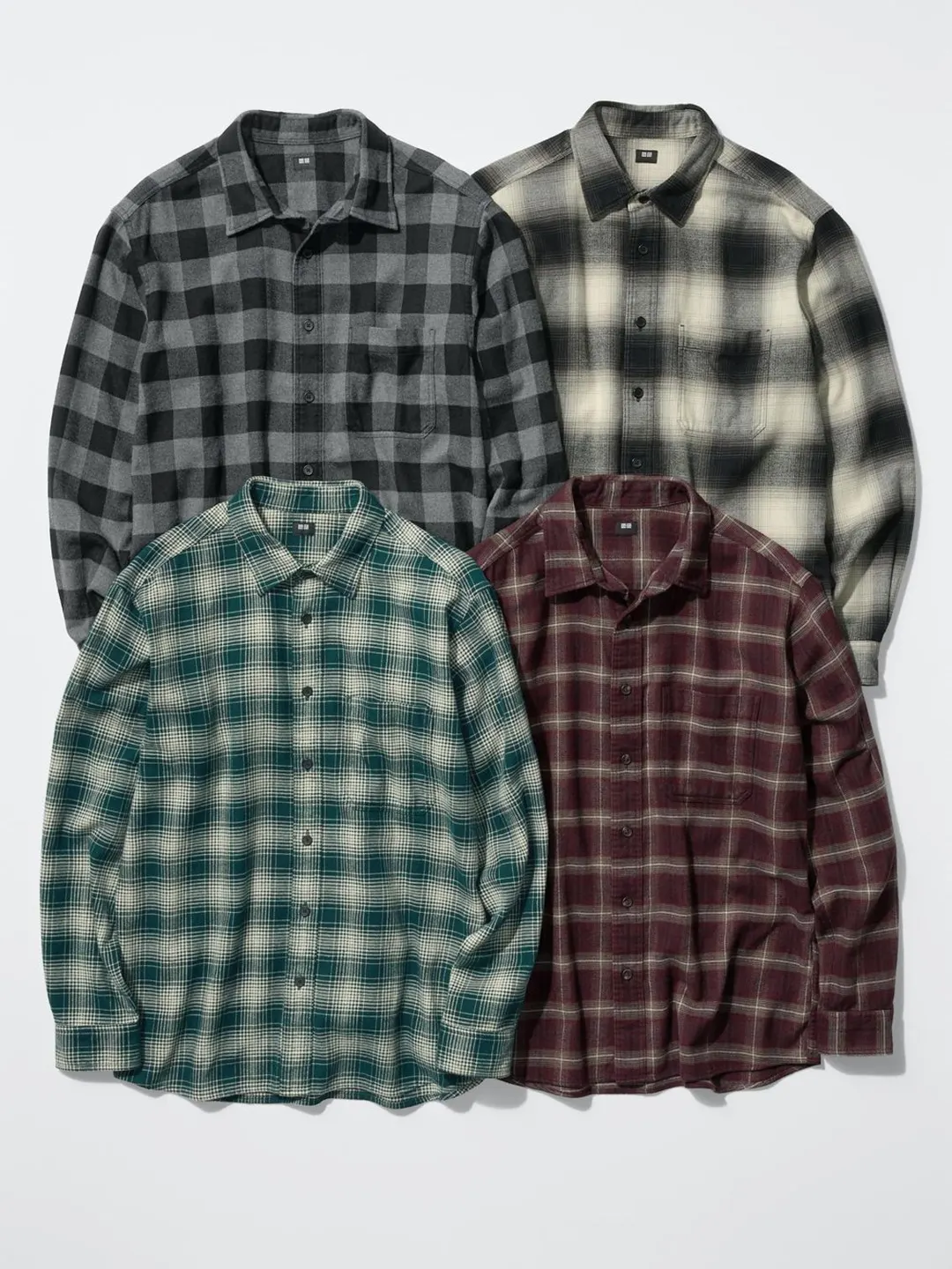 Фланелевая рубашка в клетку с длинными рукавами, Uniqlo