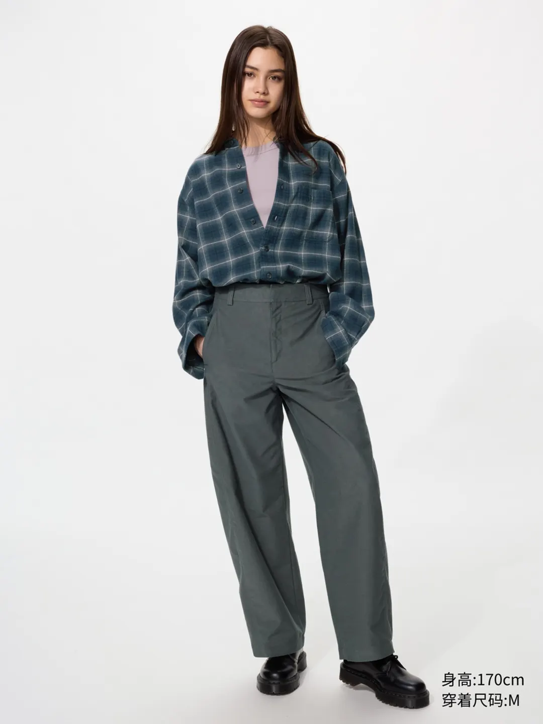 Фланелевая рубашка в клетку с длинными рукавами, Uniqlo
