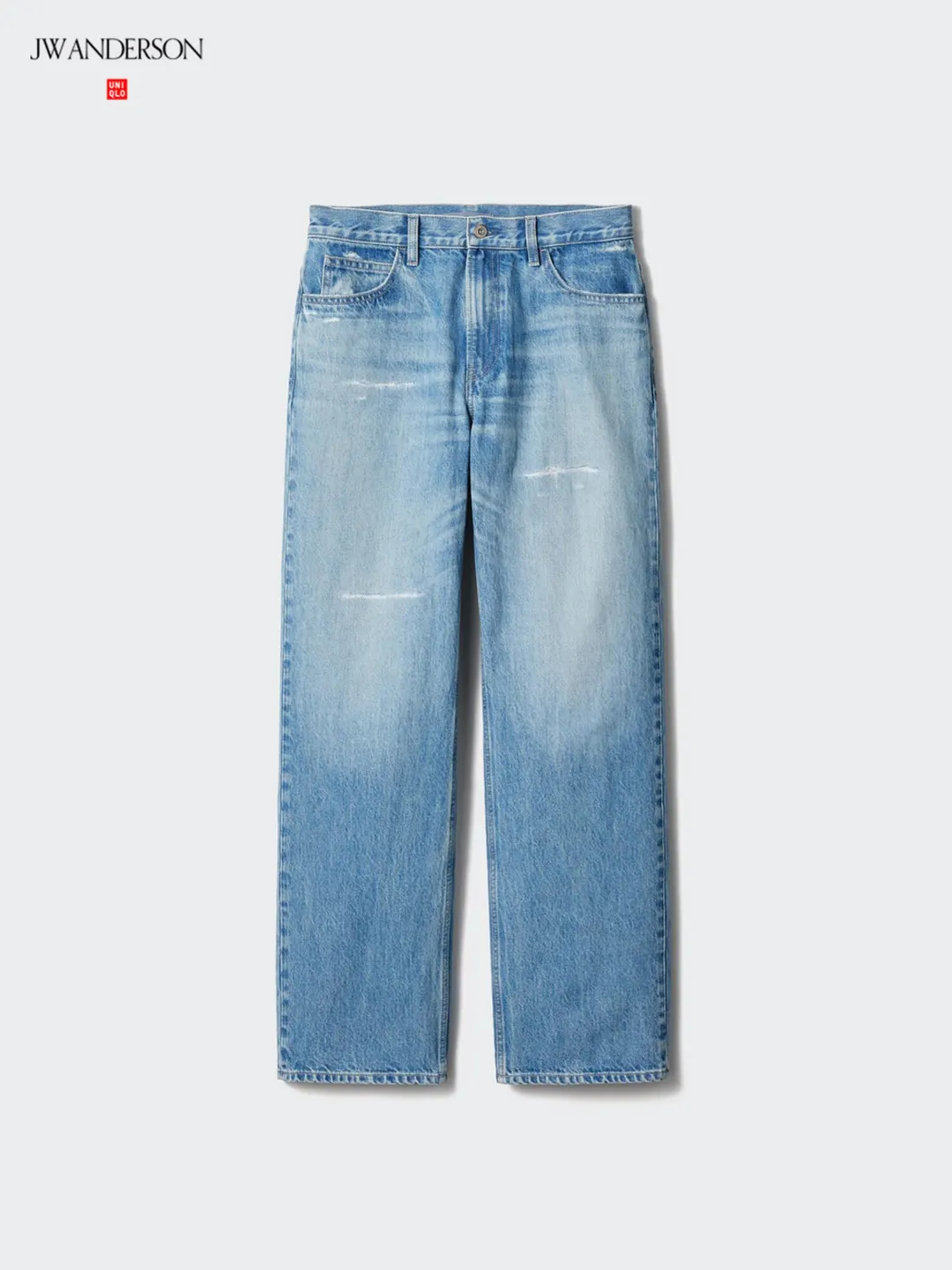 Джинсы прямого кроя удлиненные с эффектом стирки, Uniqlo