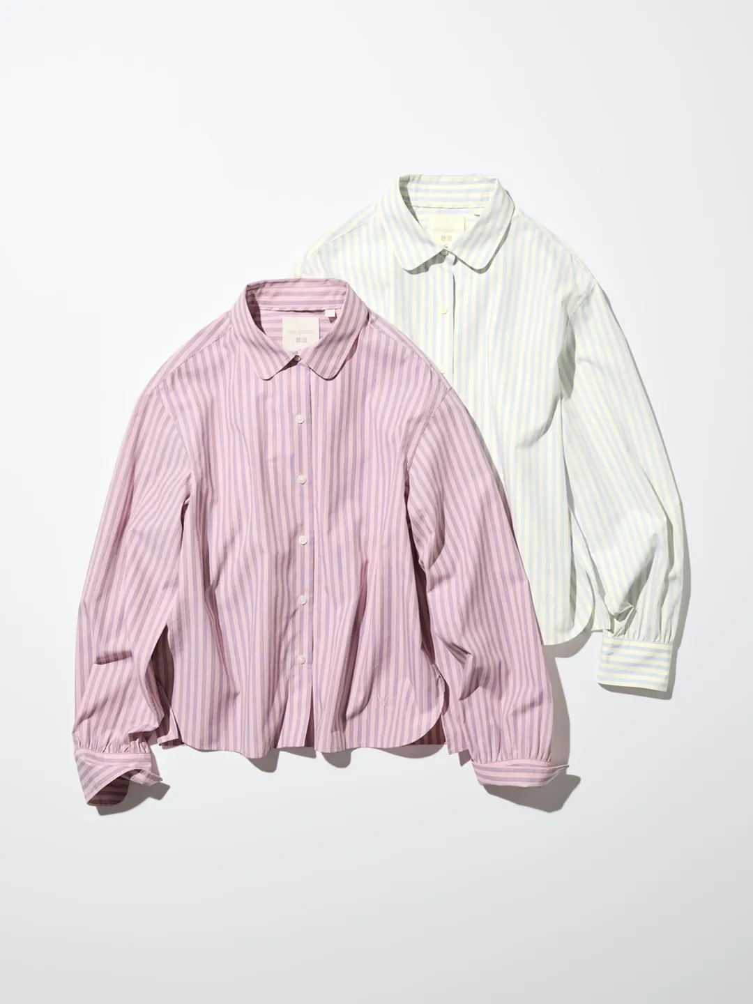 Рубашка в полоску из хлопка с рукавами-фонариками, Uniqlo