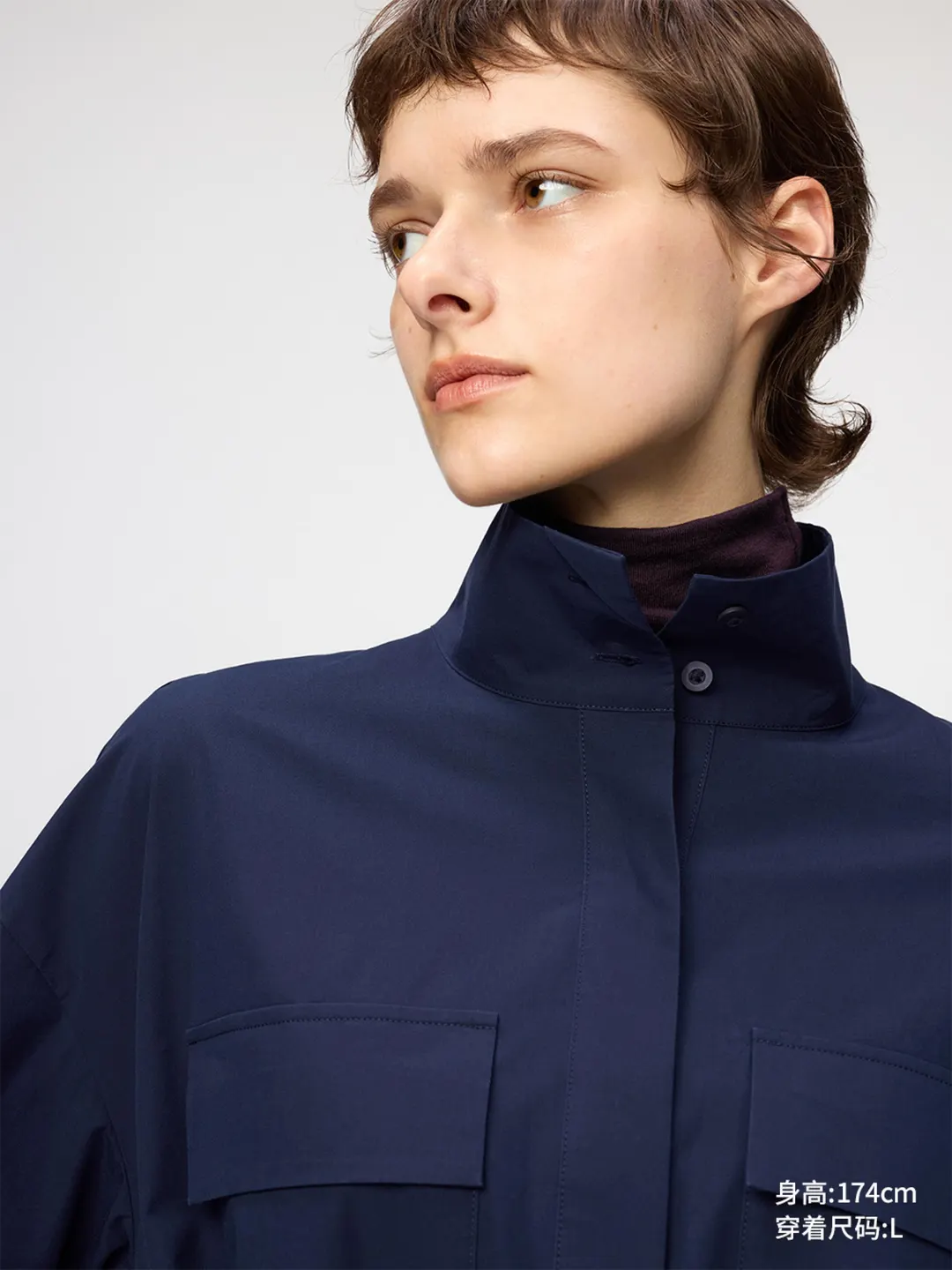 Платье из хлопка с воротником-стойкой, Uniqlo