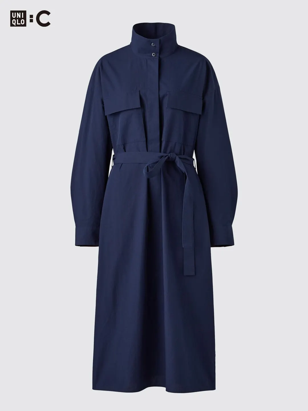 Платье из хлопка с воротником-стойкой, Uniqlo