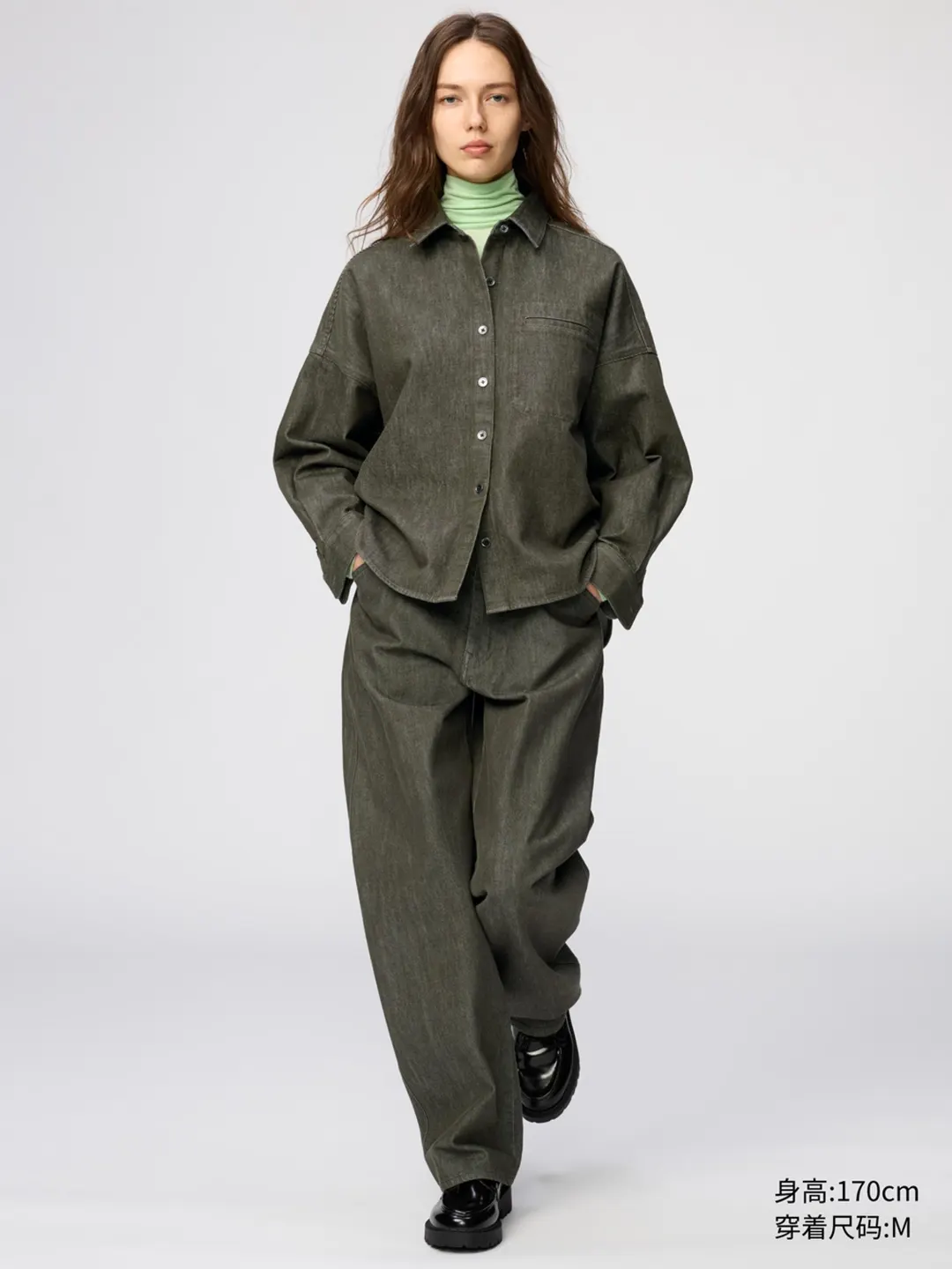 Свободная джинсовая куртка-рубашка с эффектом стирки, Uniqlo