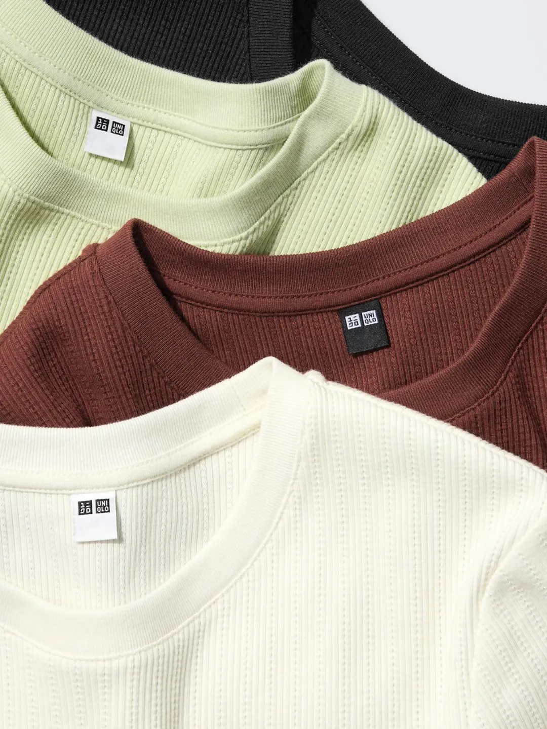Футболка укороченная в рубчик с круглым вырезом, Uniqlo