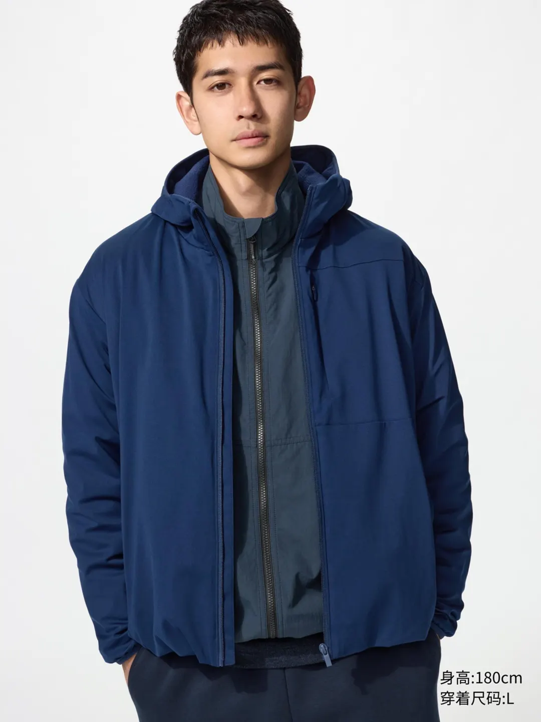 Куртка ветрозащитная из флиса на молнии с капюшоном, Uniqlo
