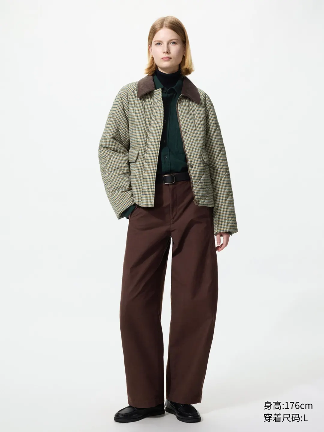 Короткая утеплённая куртка в клетку, Uniqlo