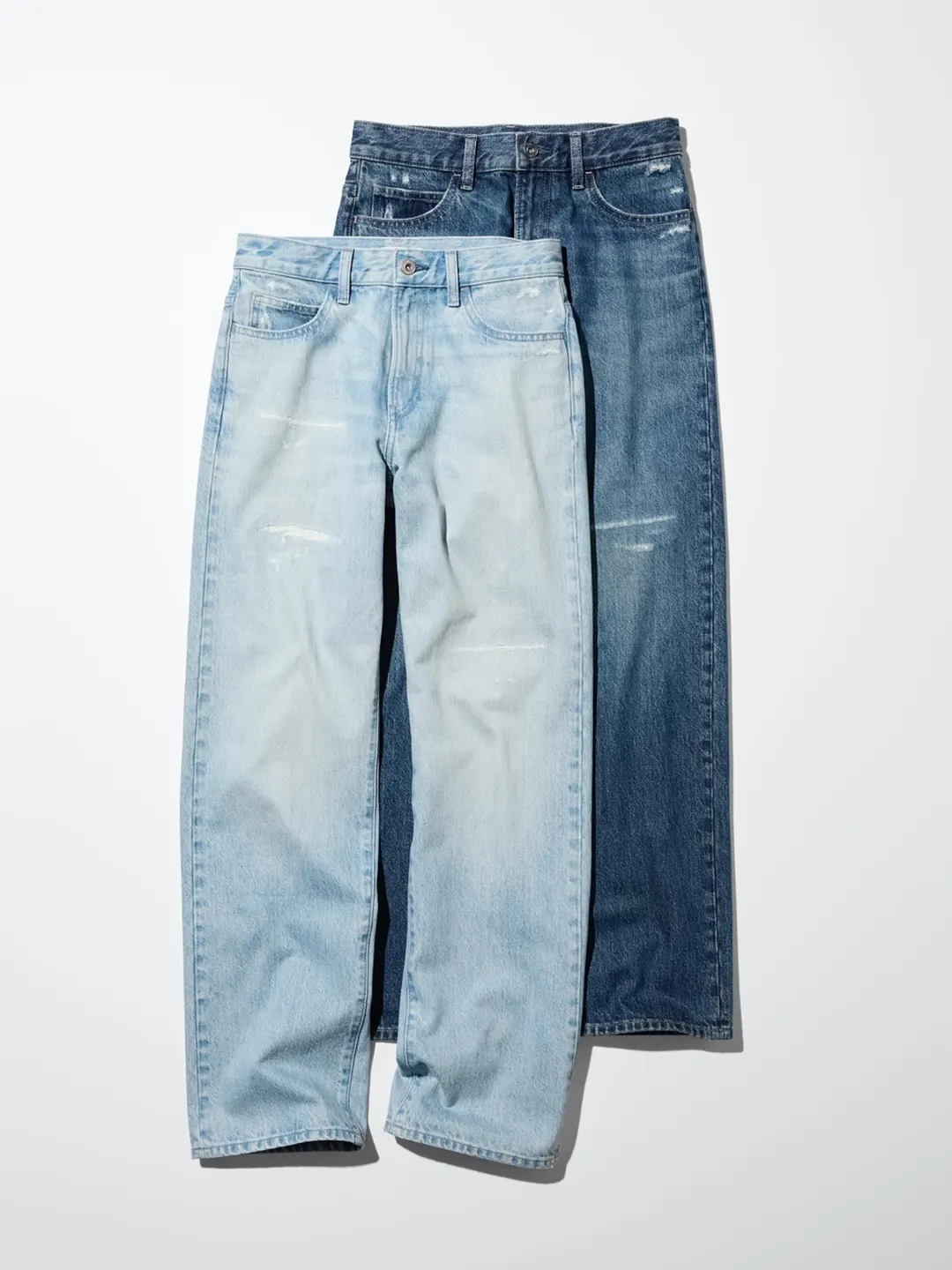 Джинсы прямого кроя с эффектом стирки, Uniqlo