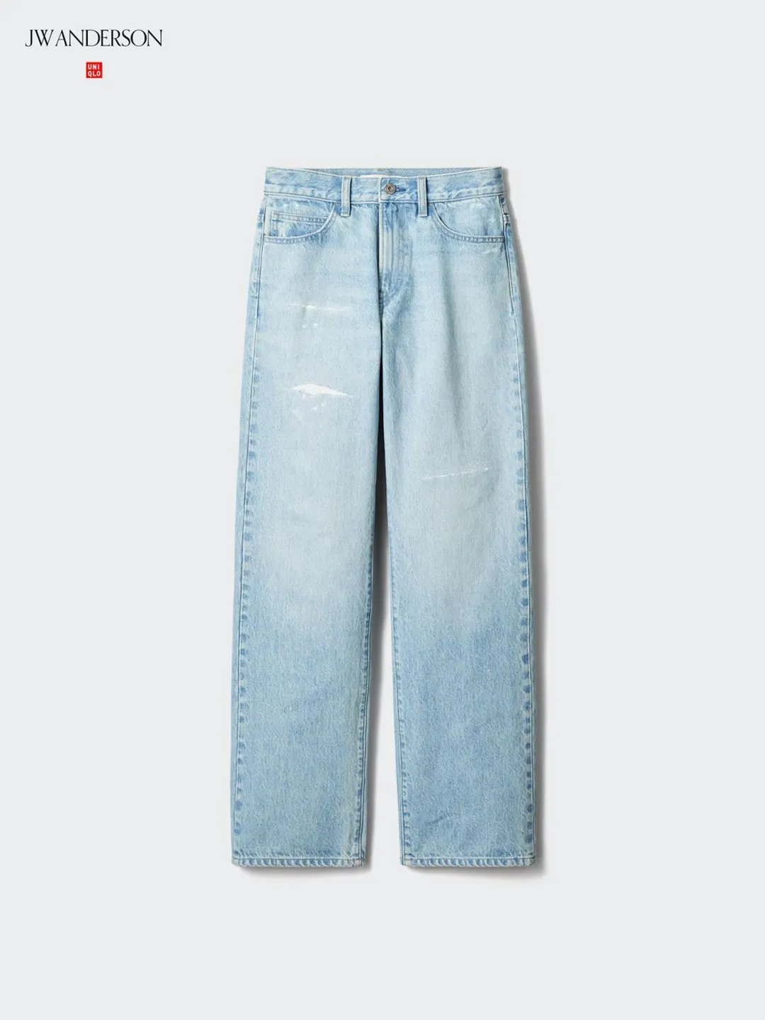 Джинсы прямого кроя удлиненные с эффектом стирки, Uniqlo