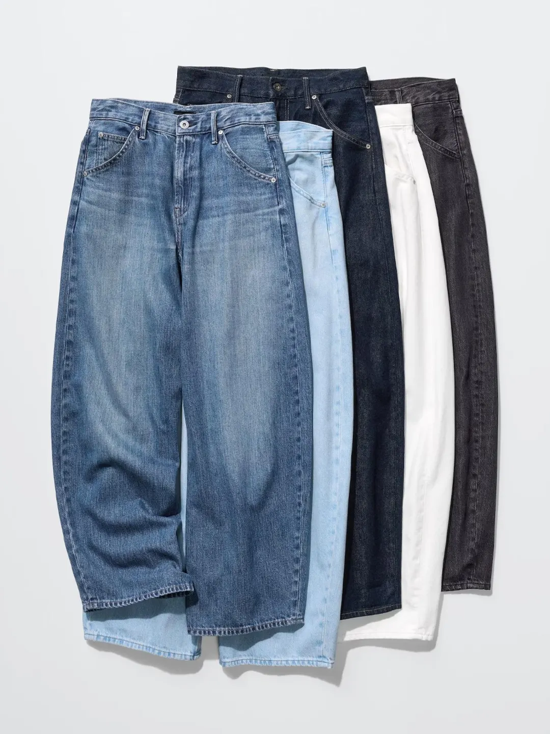 Свободные джинсы-бочонки с высокой посадкой и эффектом стирки, Uniqlo