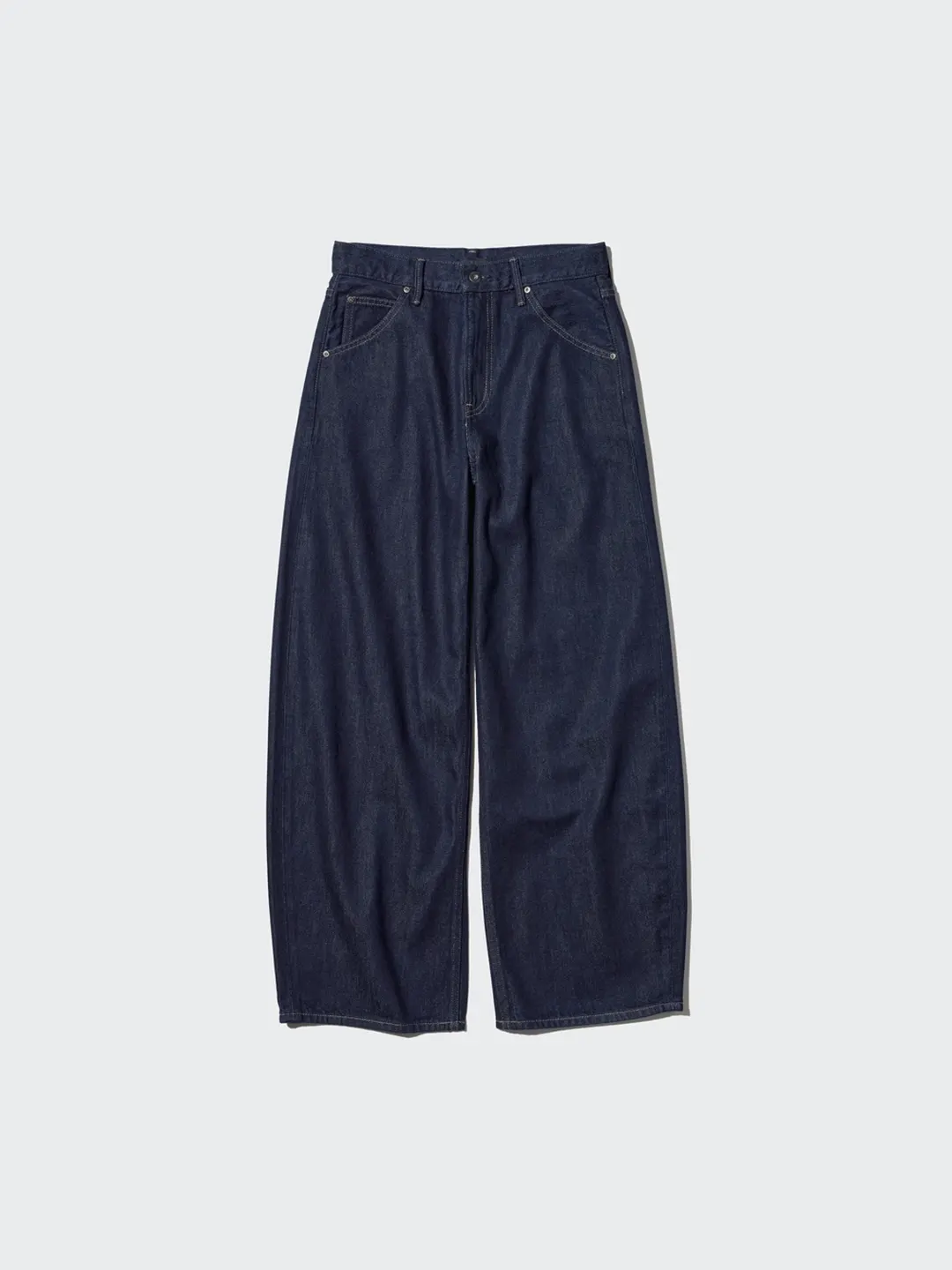 Свободные джинсы-бочонки с высокой посадкой и эффектом стирки, Uniqlo
