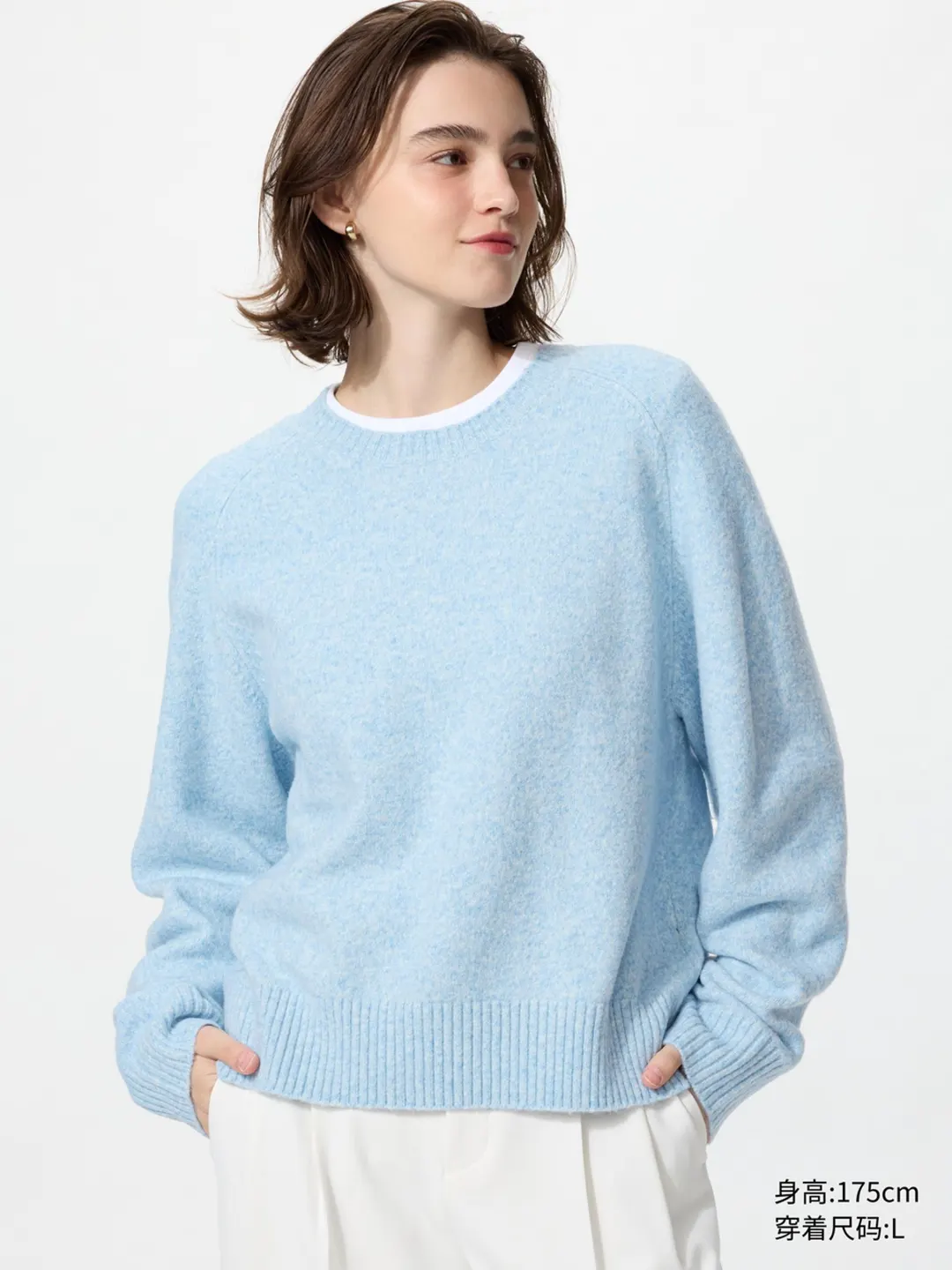 Джемпер с круглым вырезом из пряжи Souffle Yarn, Uniqlo