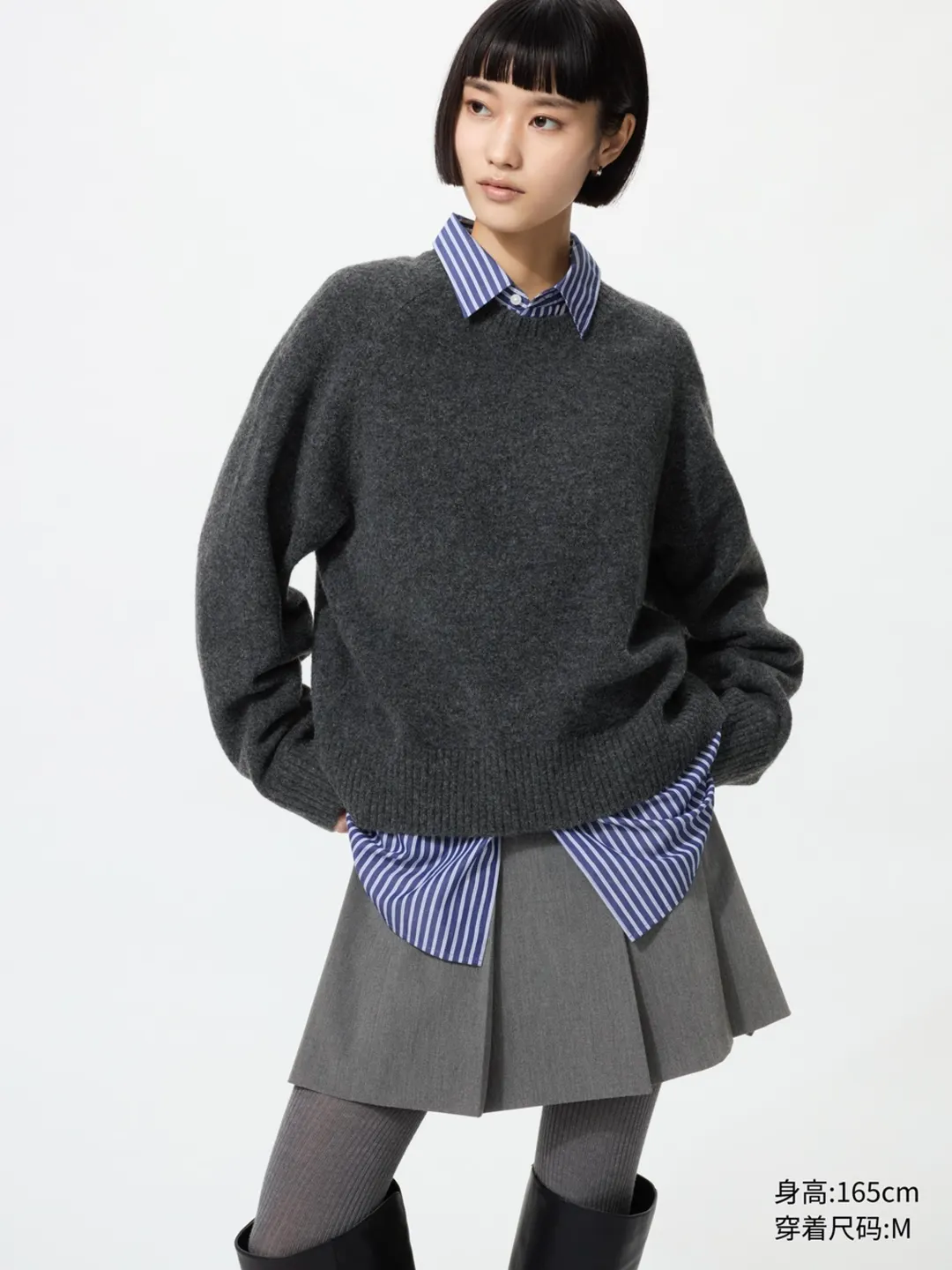 Джемпер с круглым вырезом из пряжи Souffle Yarn, Uniqlo