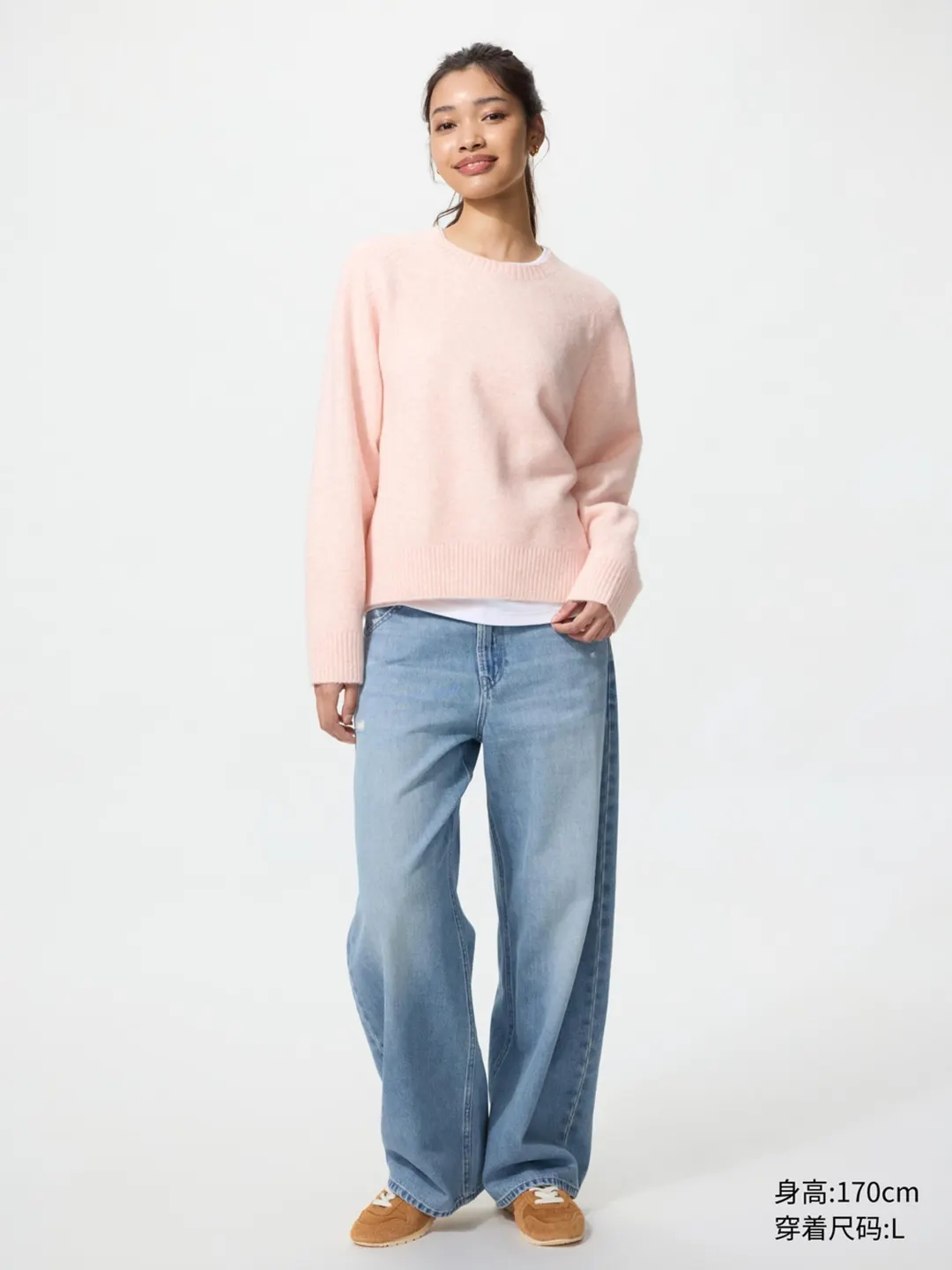 Джемпер с круглым вырезом из пряжи Souffle Yarn, Uniqlo