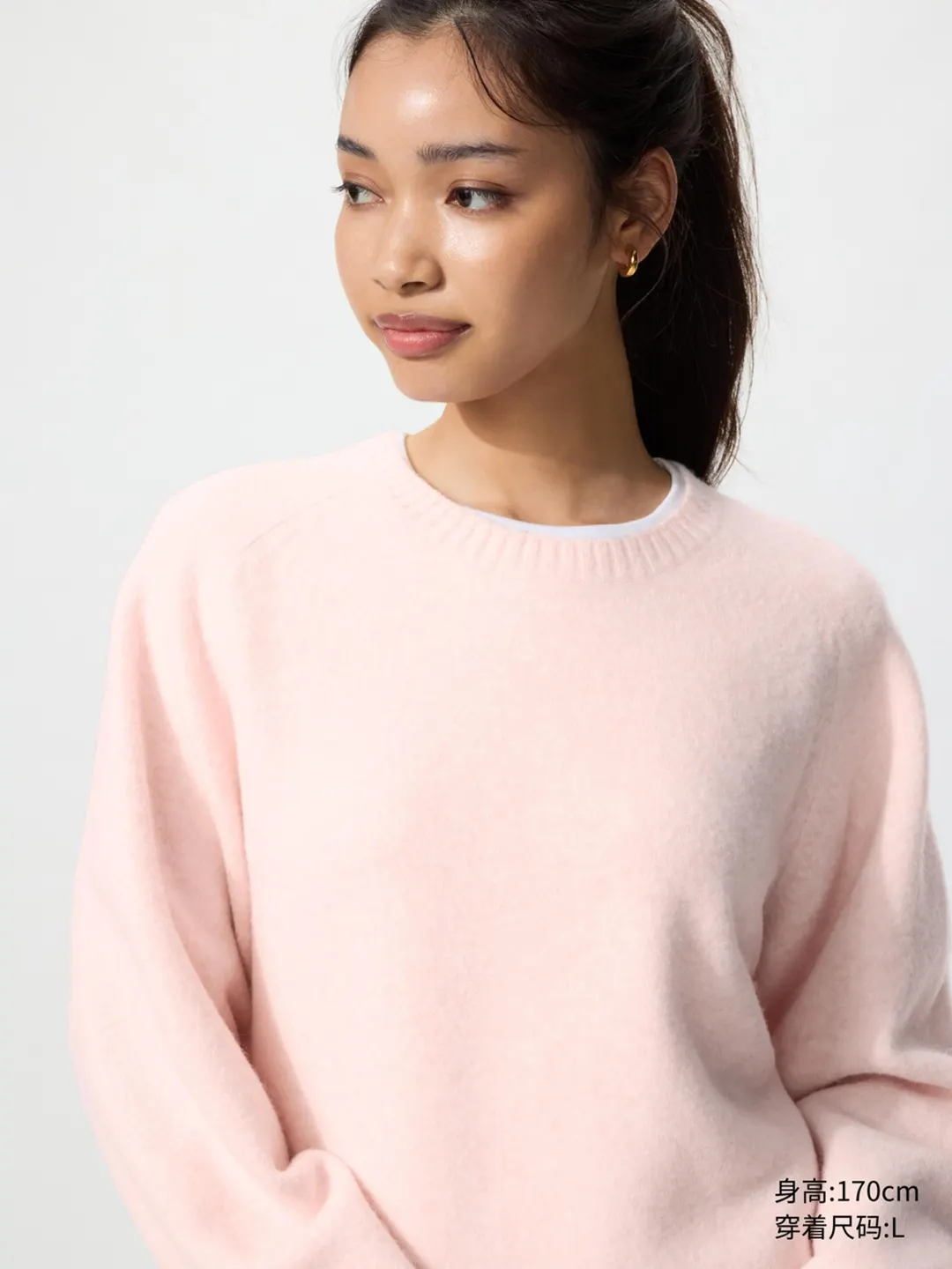 Джемпер с круглым вырезом из пряжи Souffle Yarn, Uniqlo