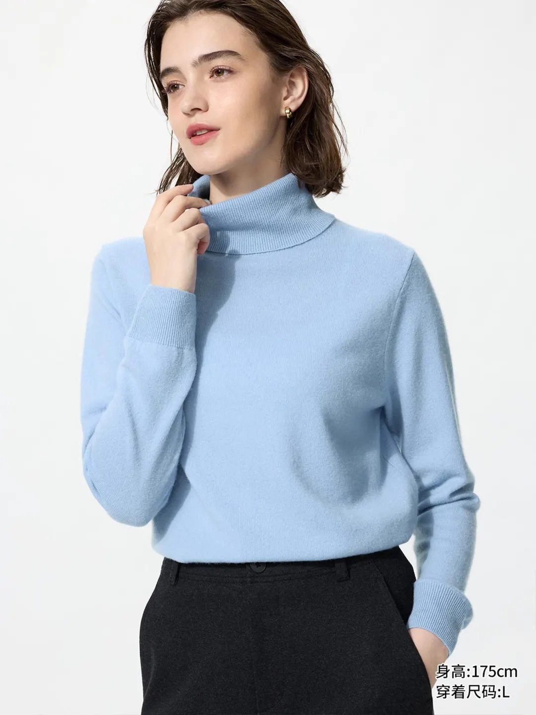 Свитер из кашемира с воротником с двойным отворотом, Uniqlo