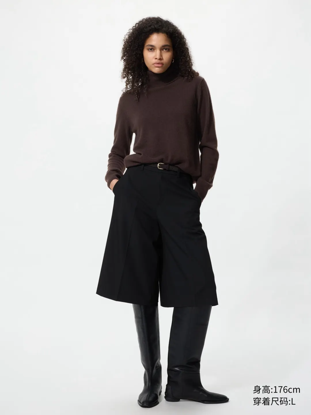Свитер из кашемира с воротником с двойным отворотом, Uniqlo