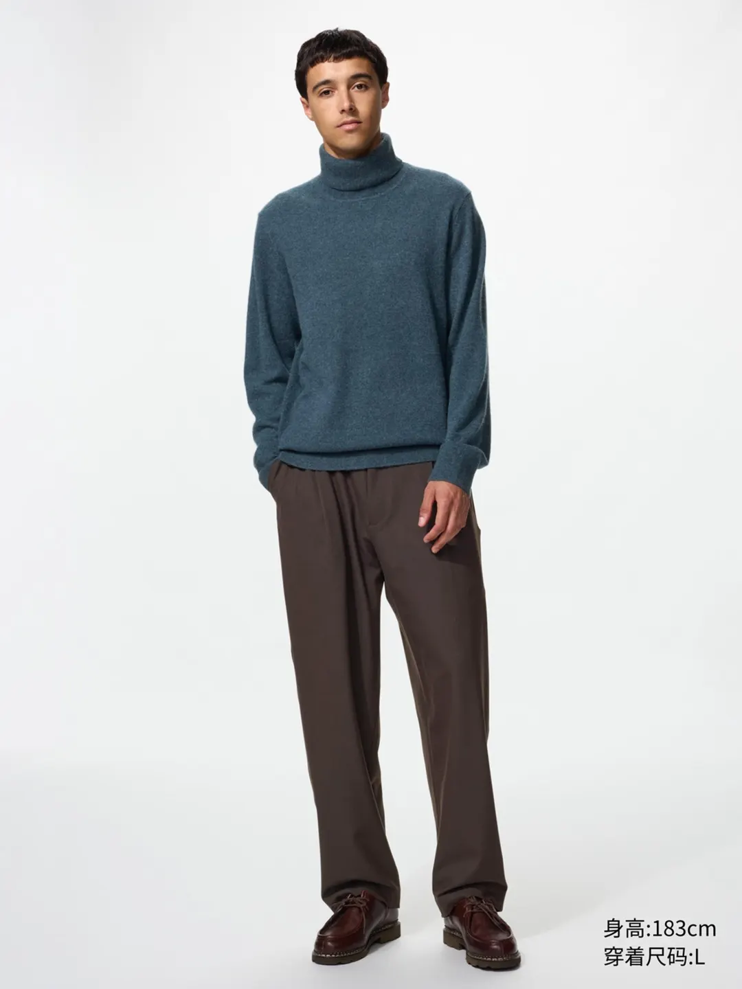 Водолазка из кашемира с двойным воротником, Uniqlo