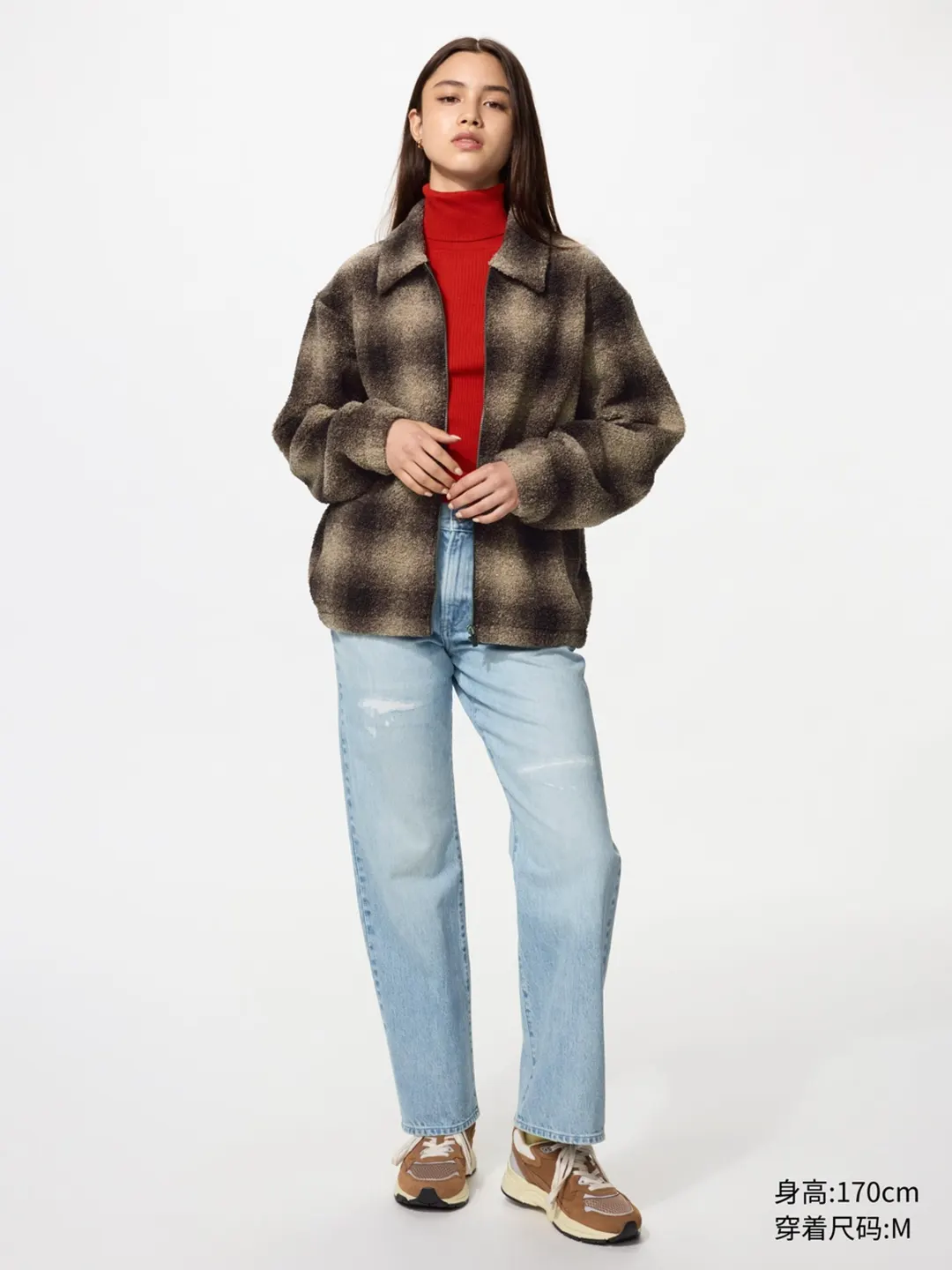 Куртка из флиса под овчину на молнии с принтом, Uniqlo