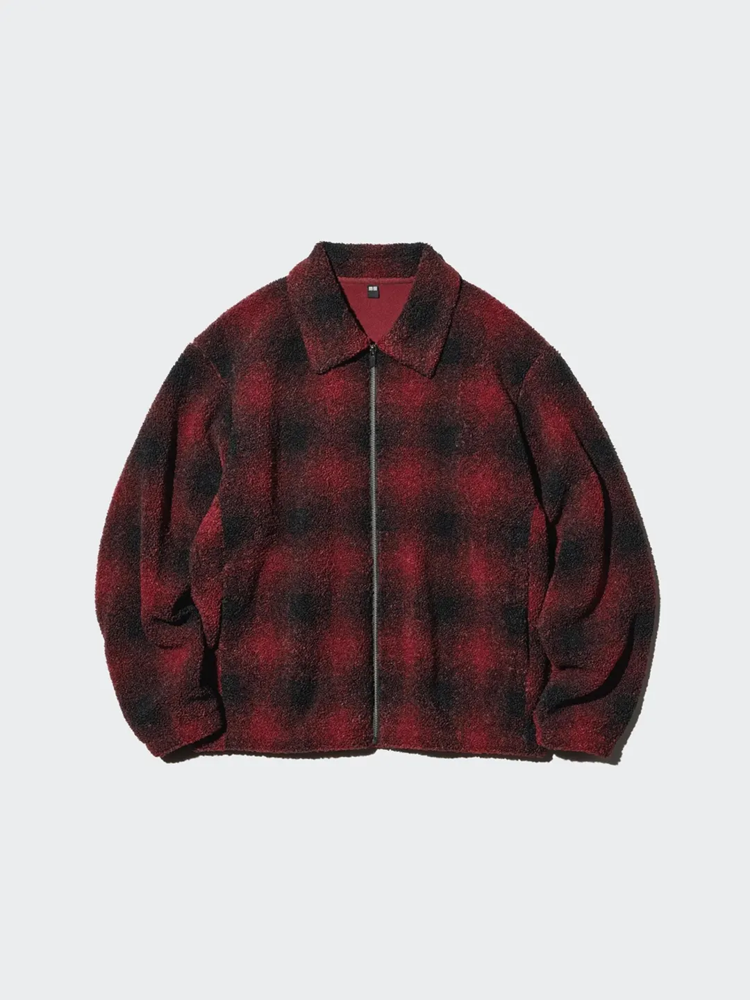 Куртка из флиса под овчину на молнии с принтом, Uniqlo