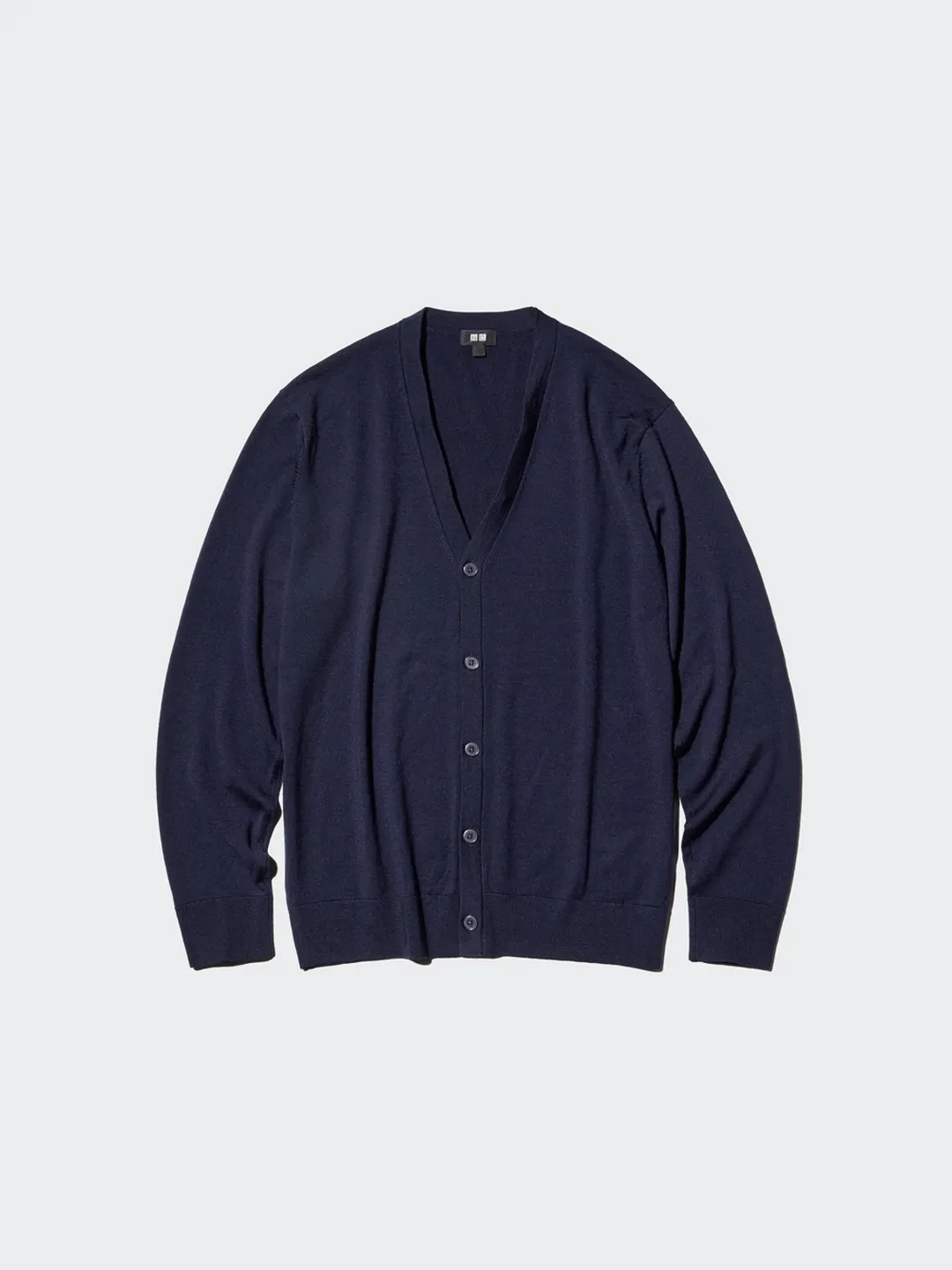 Кардиган из тонкой мериносовой шерсти с V-образным вырезом, Uniqlo