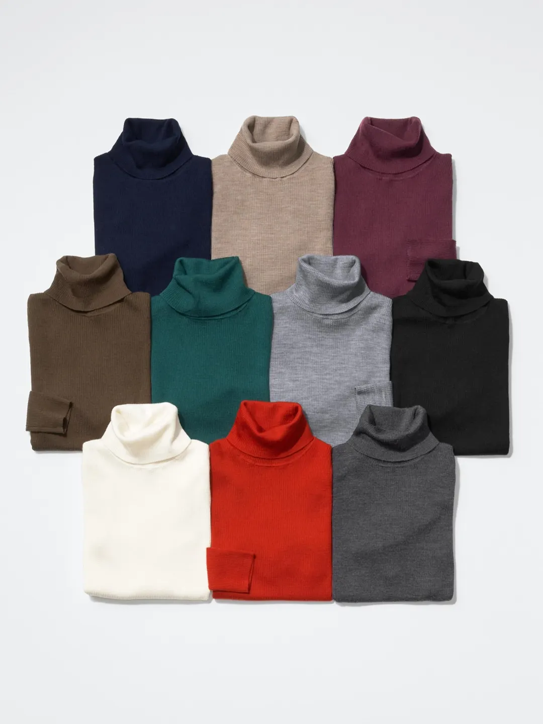 Свитер в рубчик с двойным воротником из тонкой мериносовой шерсти, Uniqlo