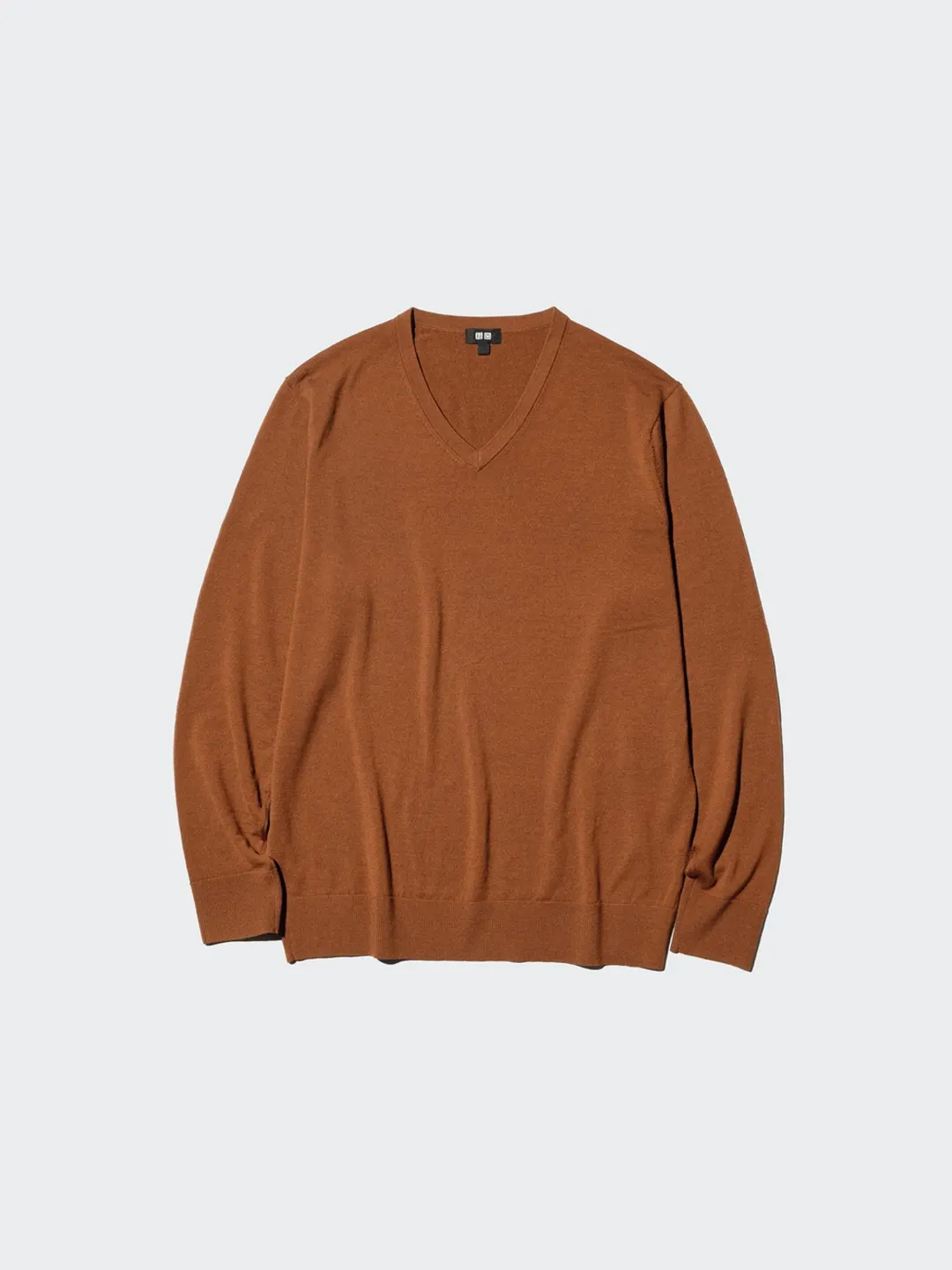 Джемпер из тонкой мериносовой шерсти с V-образным вырезом, Uniqlo