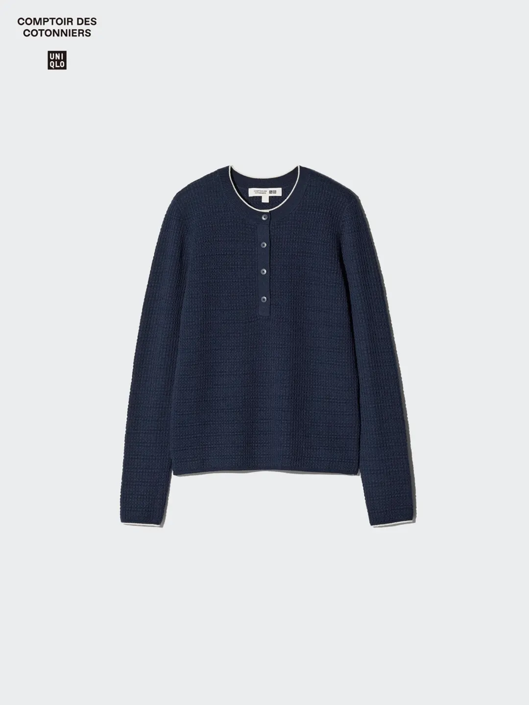 Джемпер хенли из смесовой мериносовой шерсти, Uniqlo
