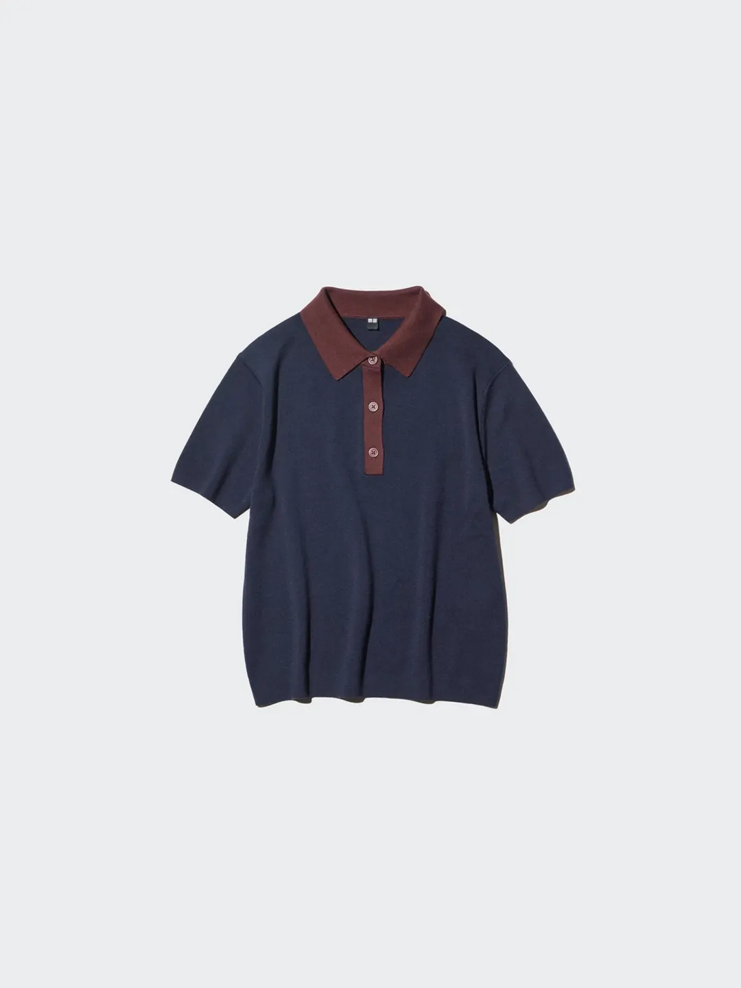 Джемпер поло колор-блок из смеси хлопка и модала с короткими рукавами, Uniqlo