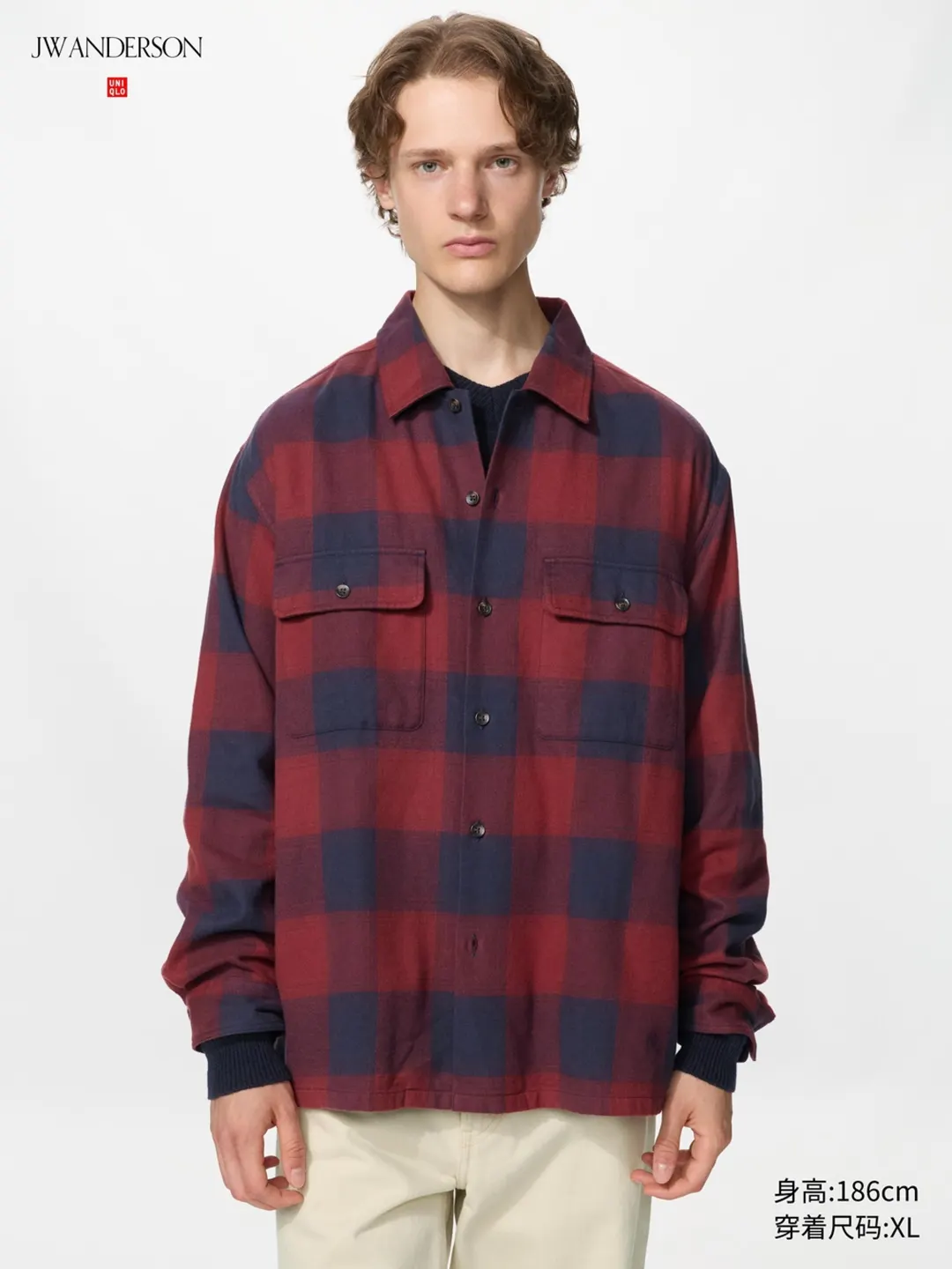 Фланелевая рубашка в клетку с двумя карманами, Uniqlo