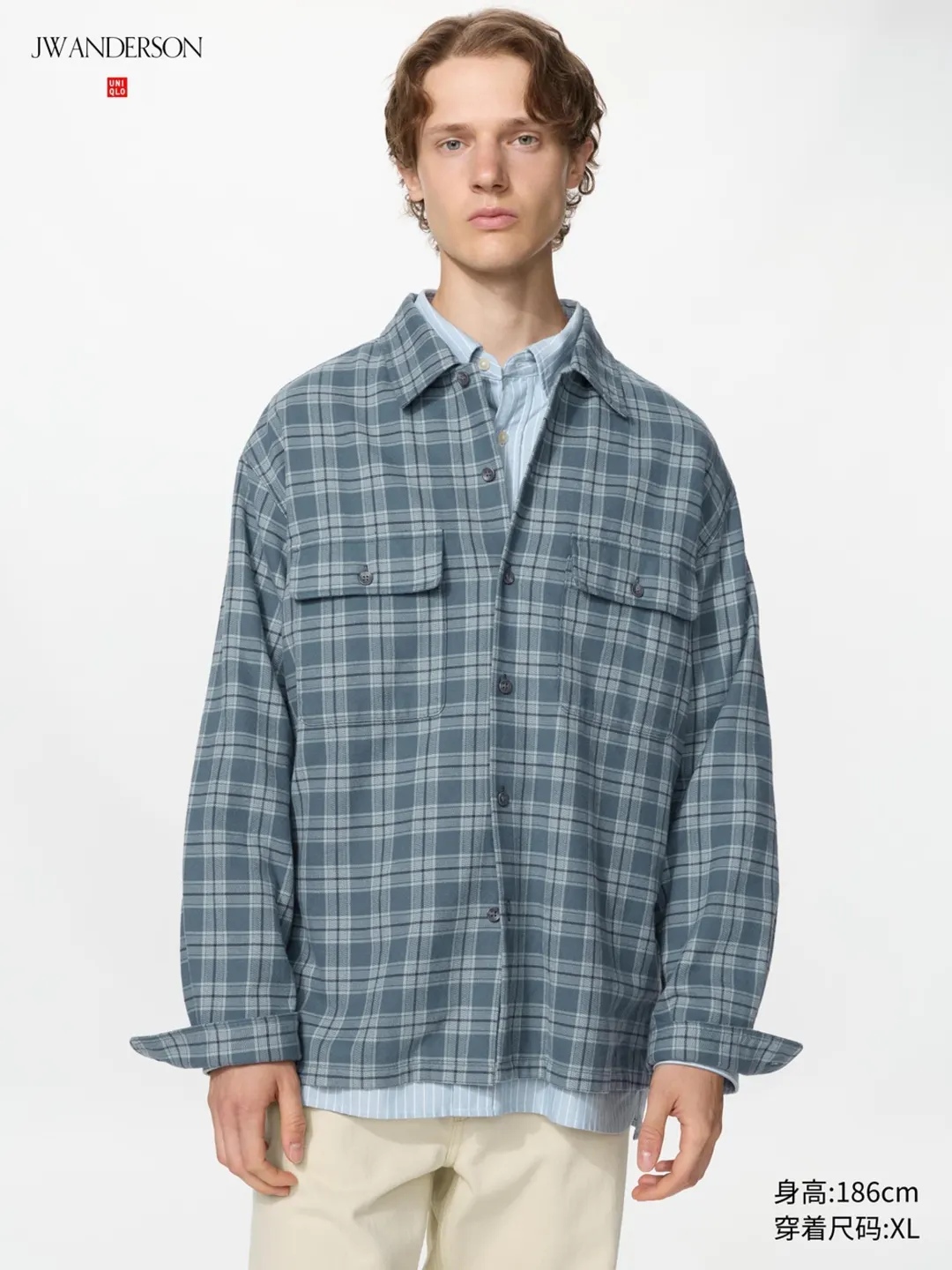 Фланелевая рубашка в клетку с двумя карманами, Uniqlo
