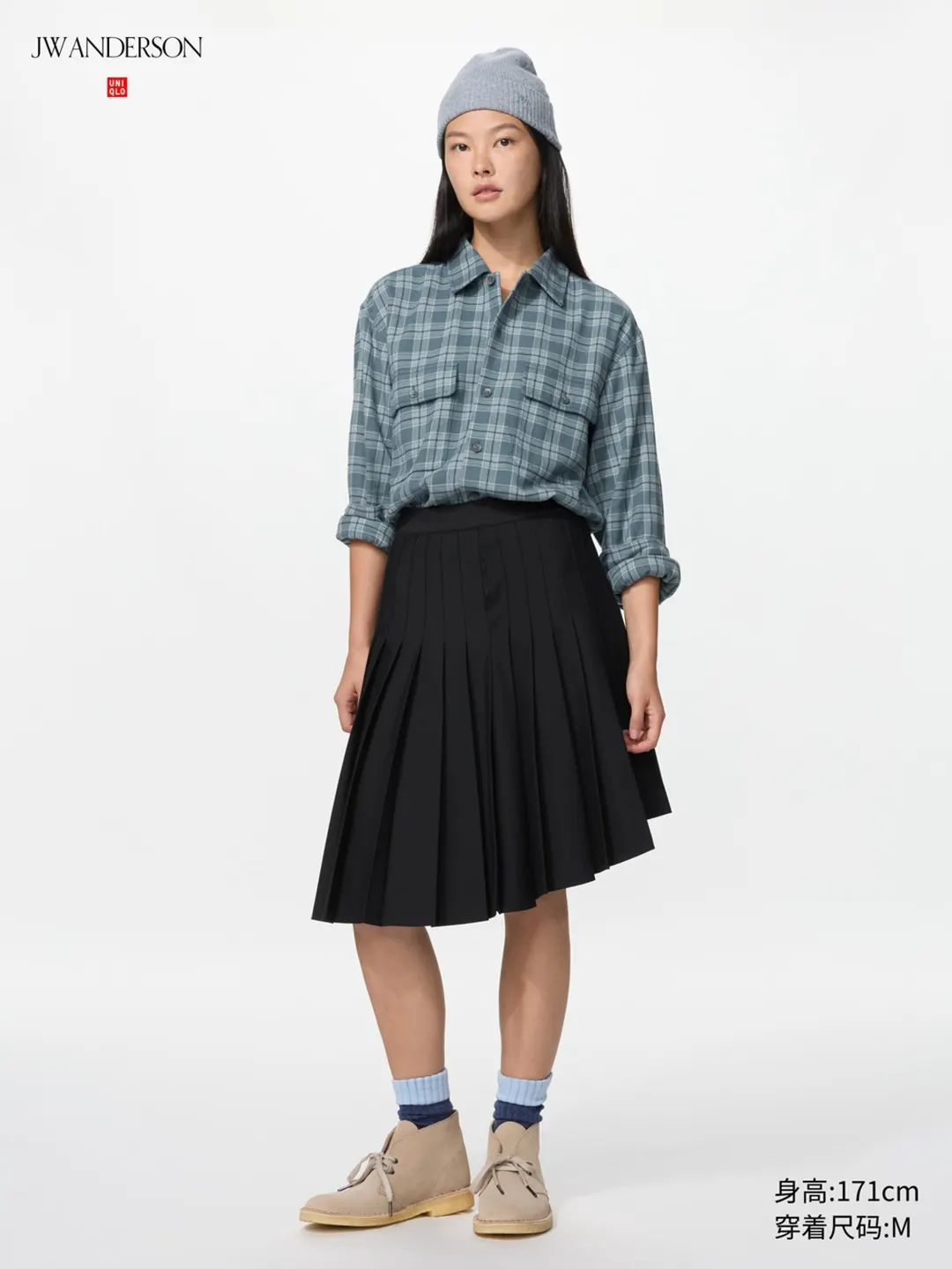 Фланелевая рубашка в клетку с двумя карманами, Uniqlo