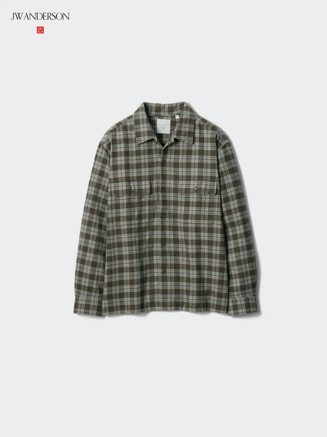 Фланелевая рубашка в клетку с двумя карманами, Uniqlo