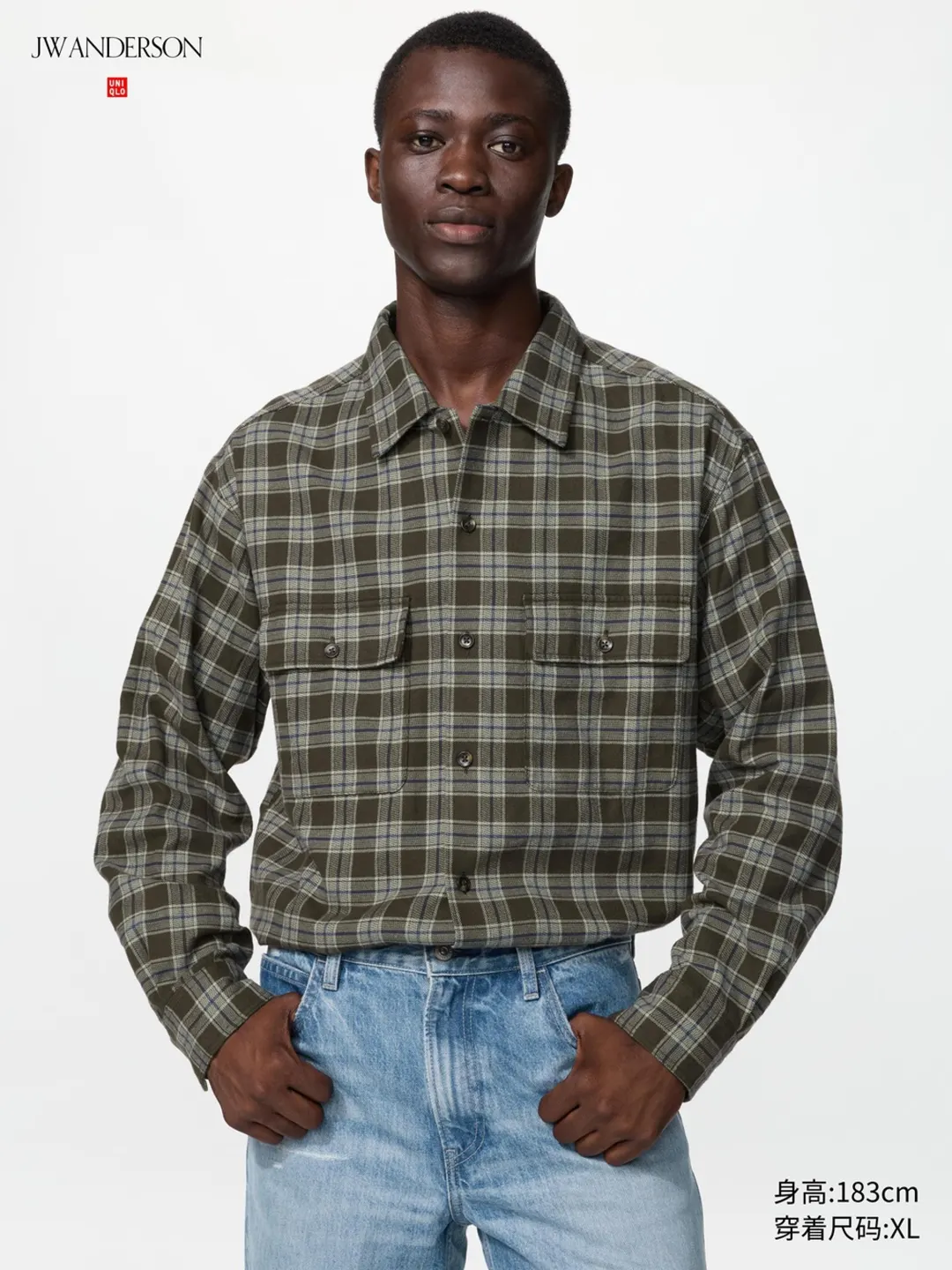 Фланелевая рубашка в клетку с двумя карманами, Uniqlo