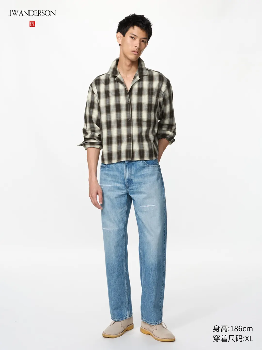 Фланелевая рубашка прямого кроя в клетку, Uniqlo