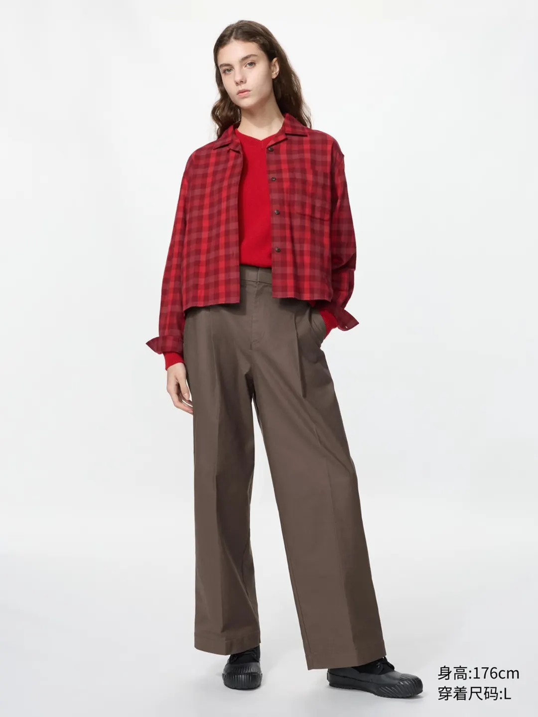 Фланелевая рубашка прямого кроя в клетку, Uniqlo