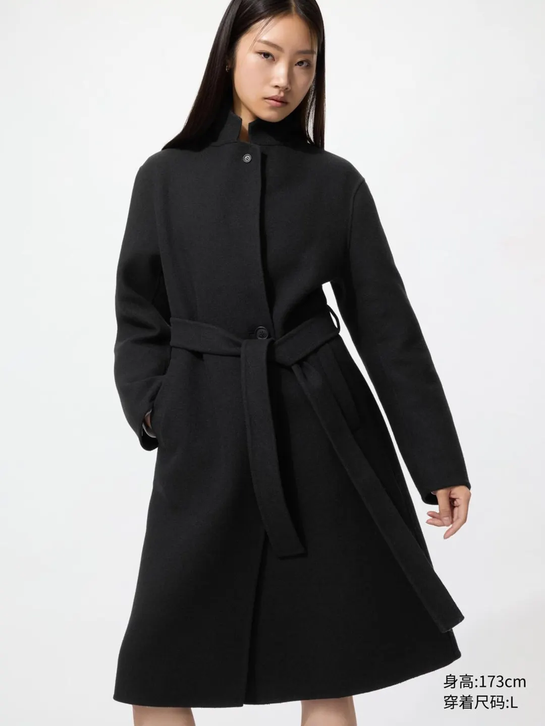 Пальто длинное повседневное из двухслойной шерсти, Uniqlo