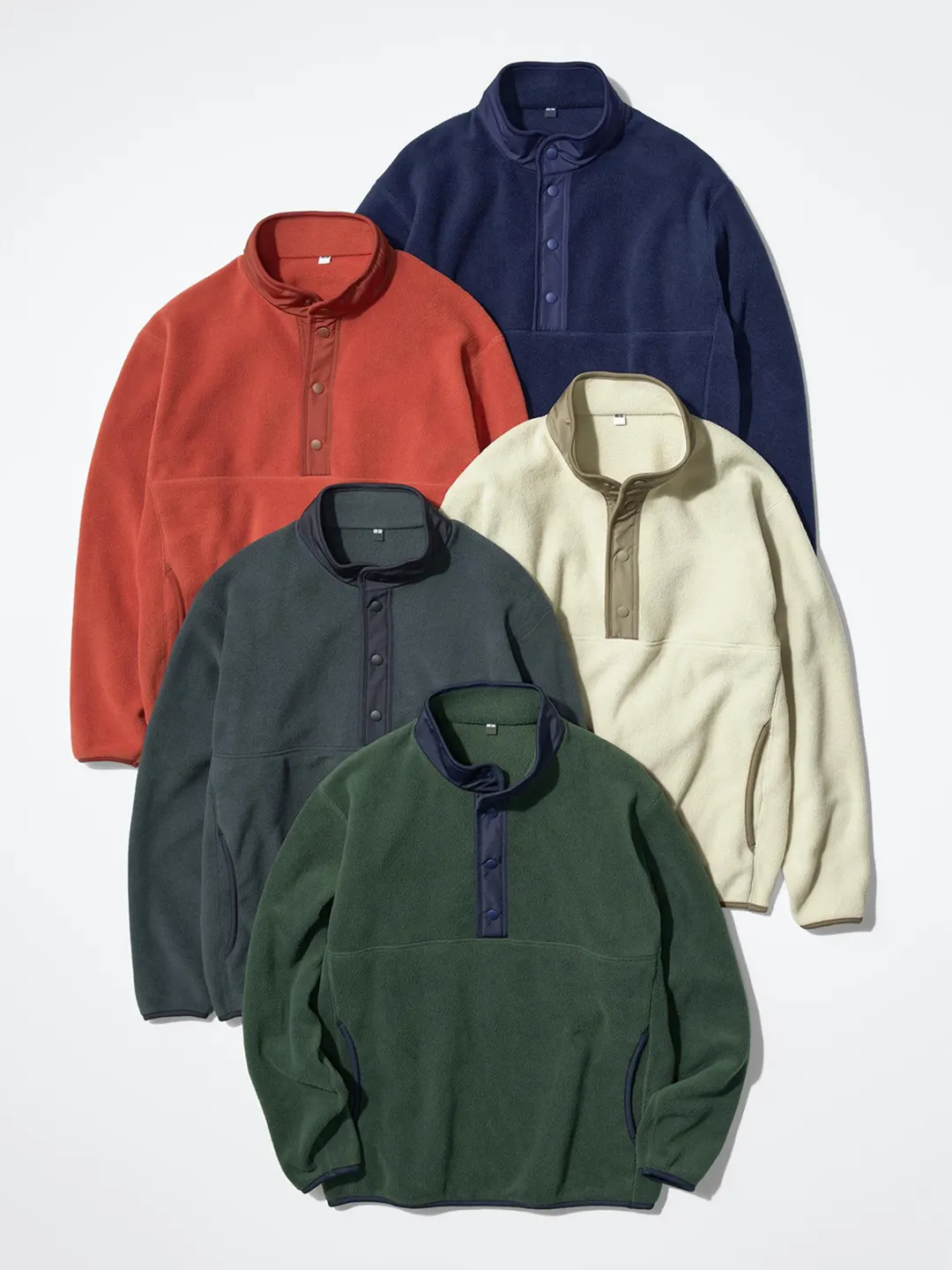 Флисовый пуловер с воротником на пуговицах, Uniqlo