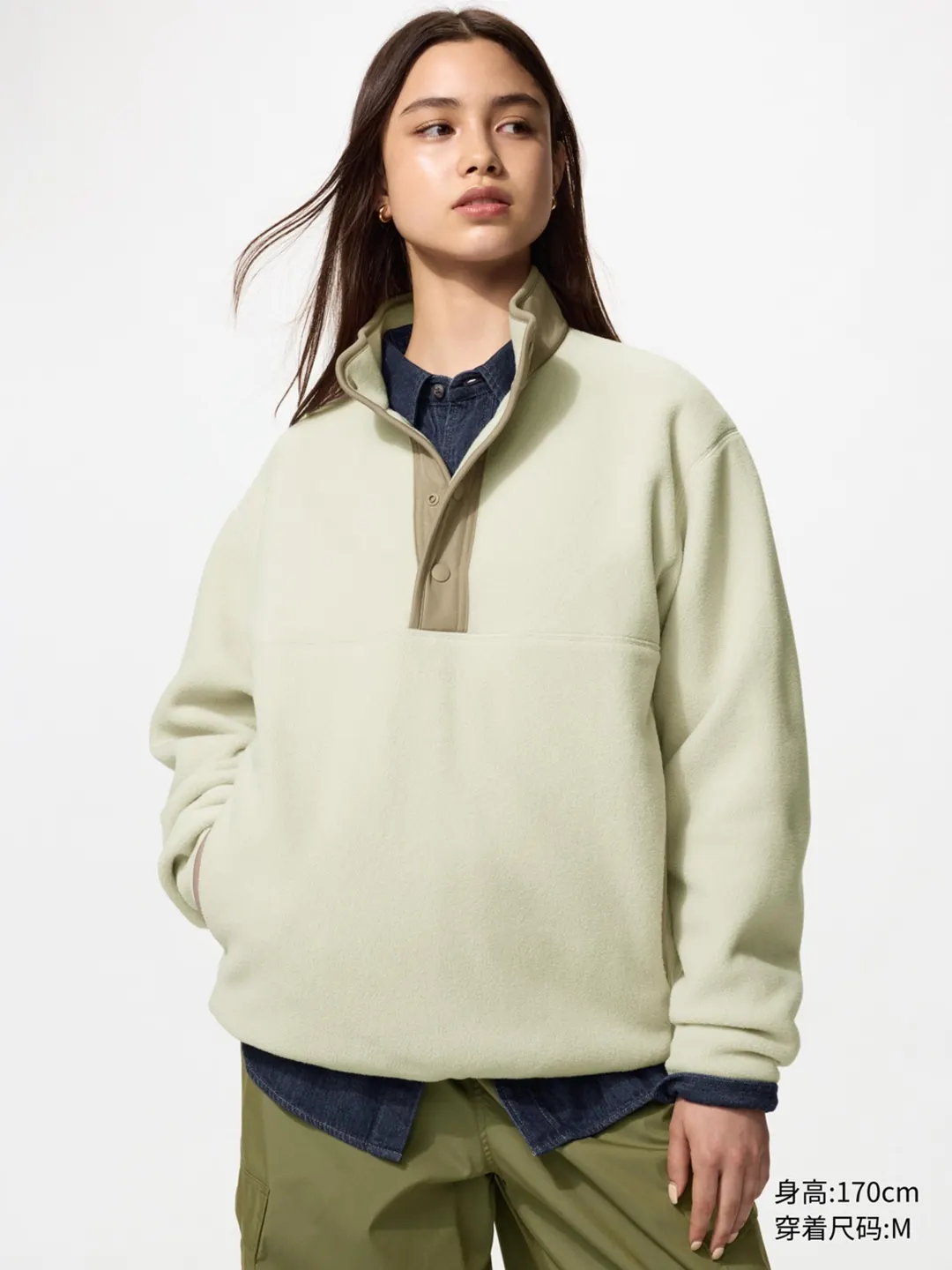 Флисовый пуловер с воротником на пуговицах, Uniqlo
