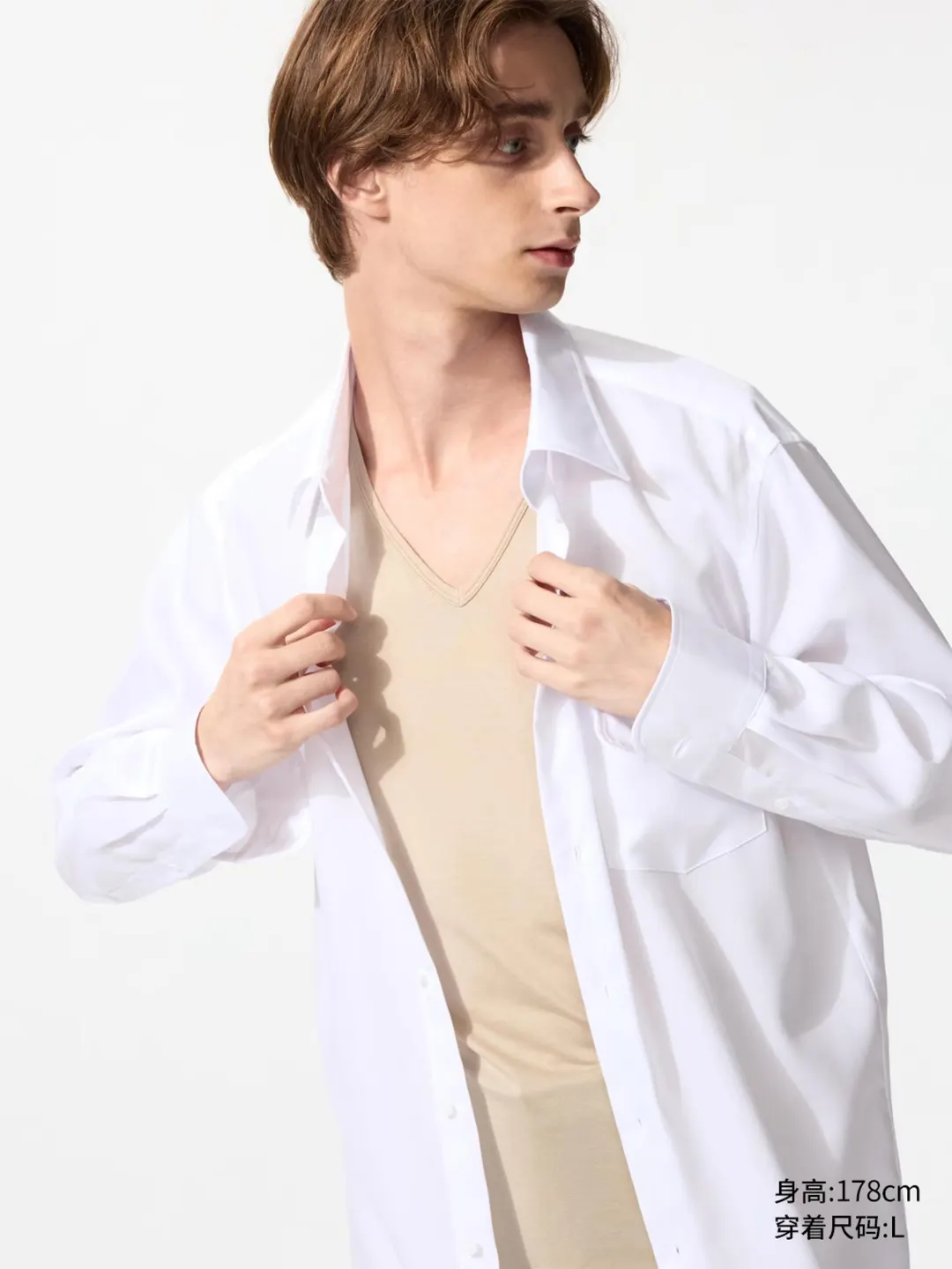 Футболка HEATTECH с V-образным вырезом и рукавами 3/4, Uniqlo