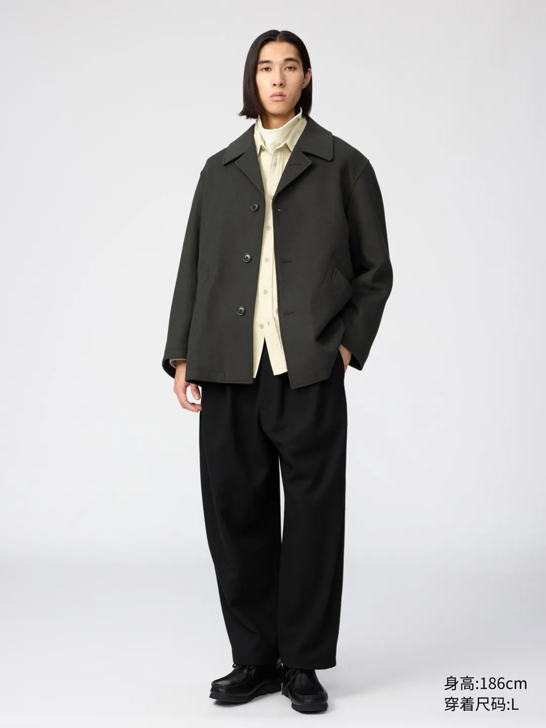 Полупальто из смесовой шерсти, Uniqlo